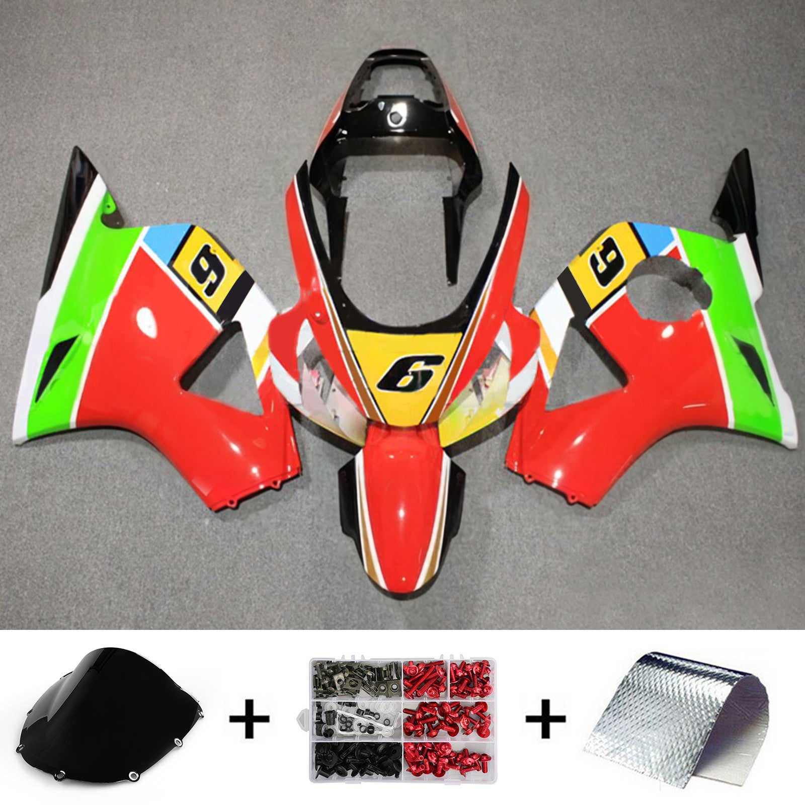 Amotopart 2002-2003 CBR954 Honda Bright Red&Green Fairing Kit