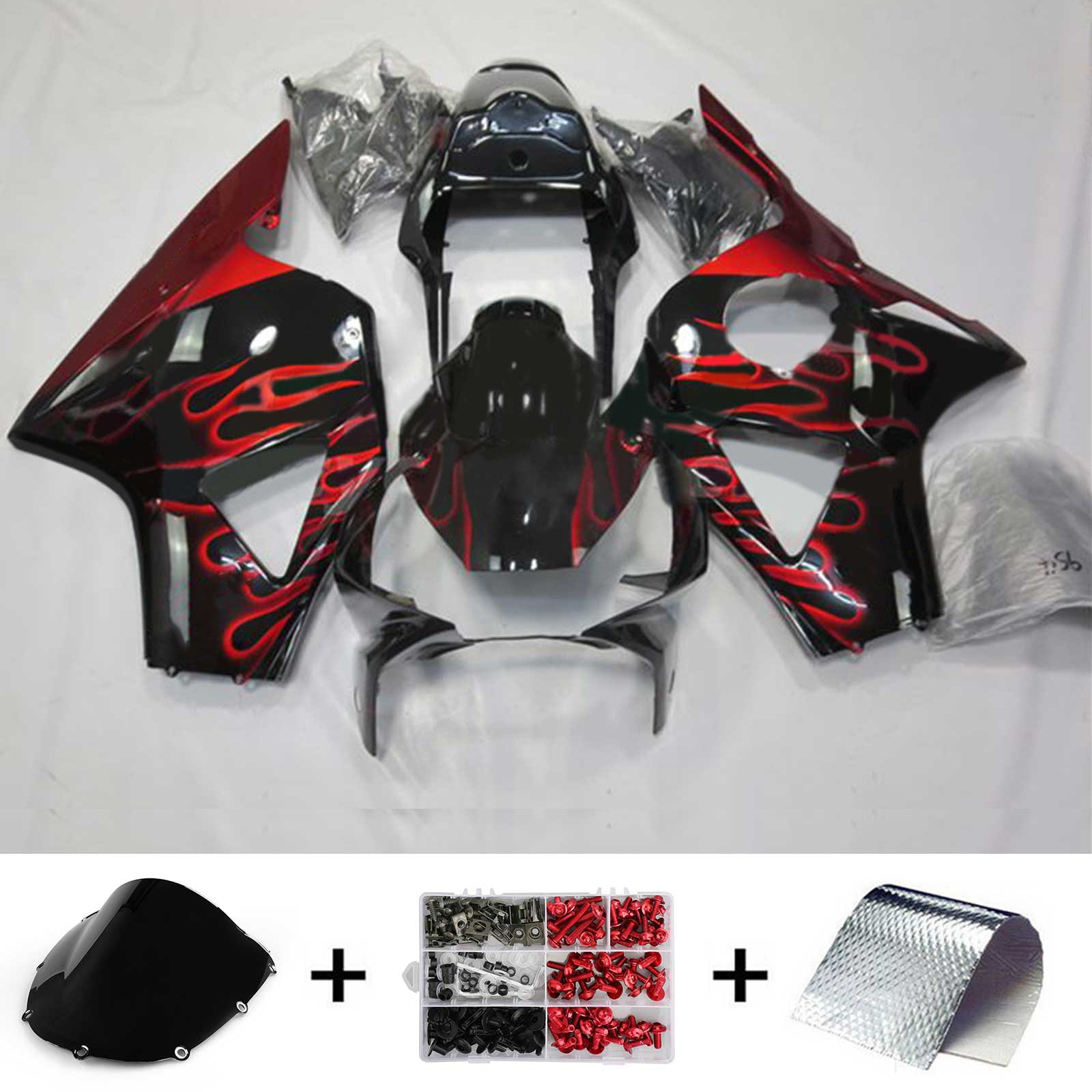Amotopart 2002-2003 CBR954 Honda Noir&Kit de carénage rouge