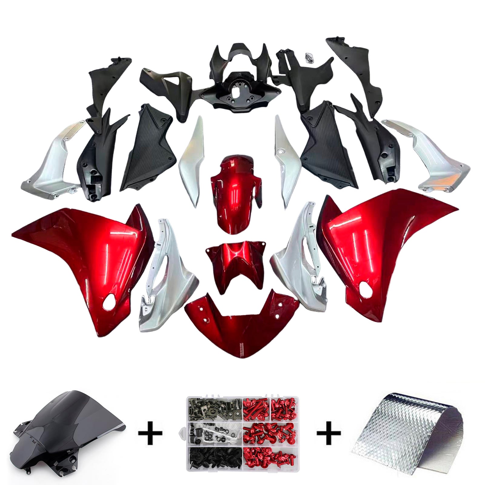 Kit de carenagem Amotopart 2011-2013 Honda CBR250R vermelho branco cinza