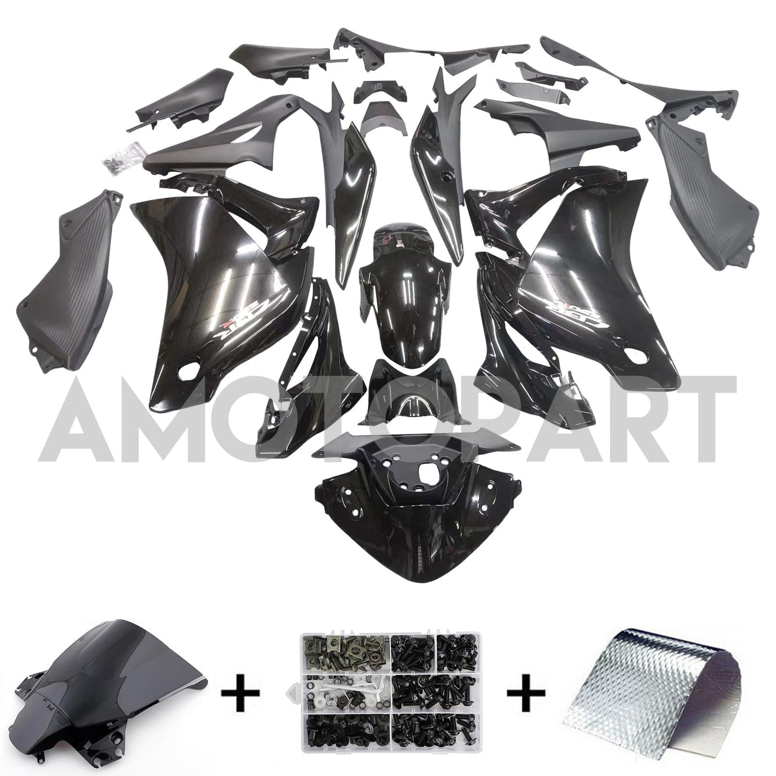 Amotopart Honda CBR250R 2011-2015 Glossy Black Fairing Kit