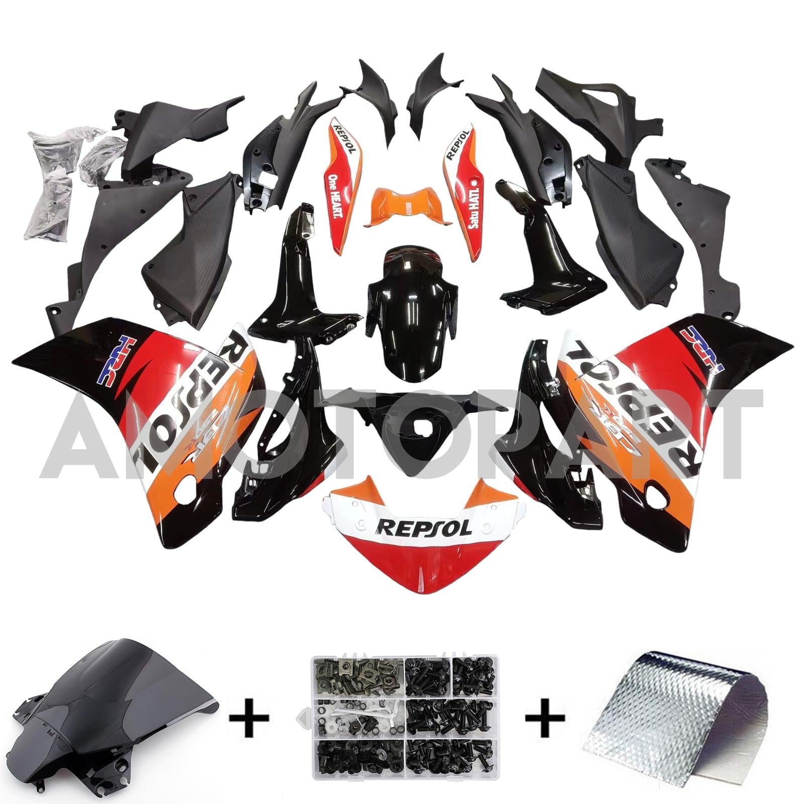 Amotopart Honda CBR250R 2011-2015 Orange&Red Repjol Fairing Kit