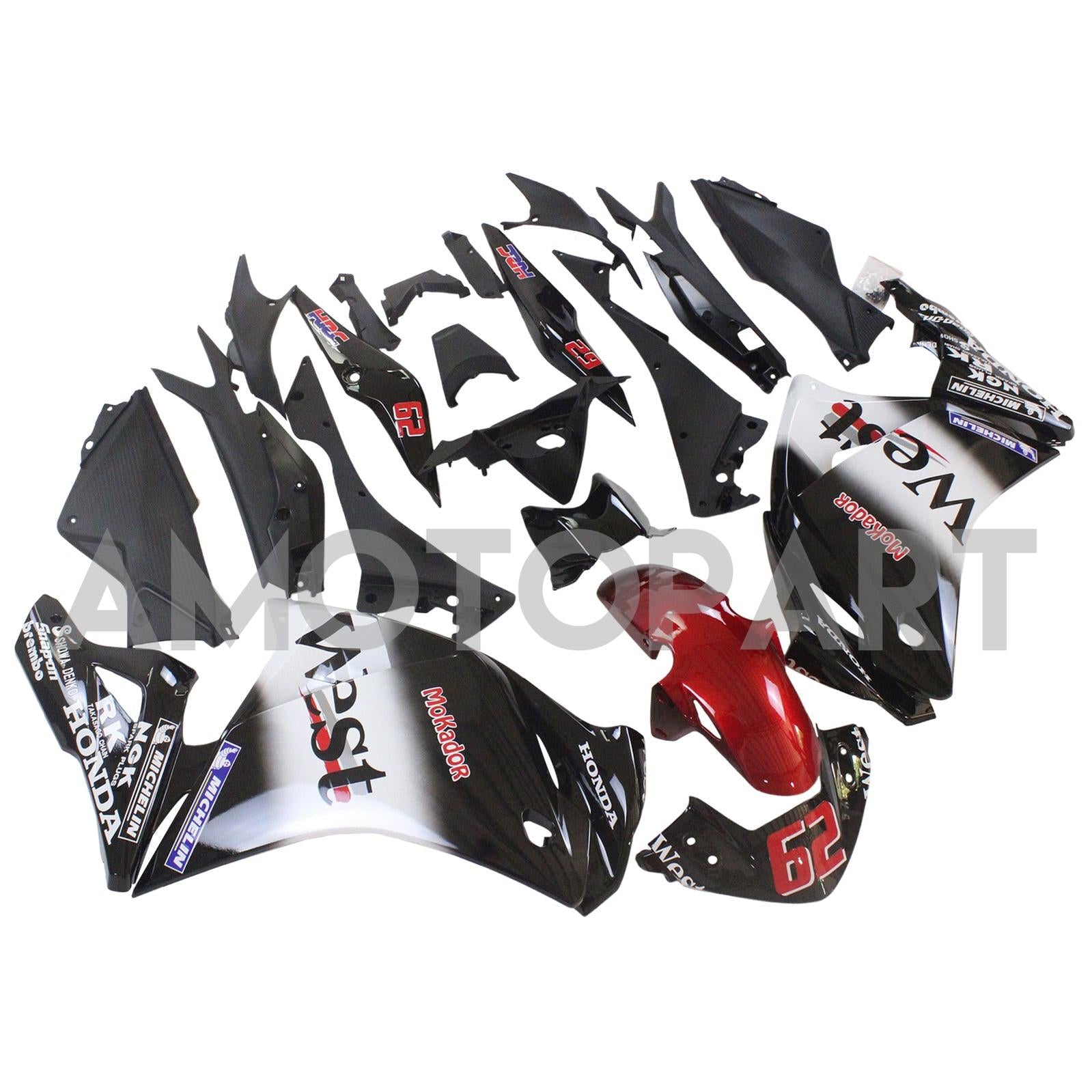 Amotopart 2011-2015 Honda CBR250R White Black Fairing Kit