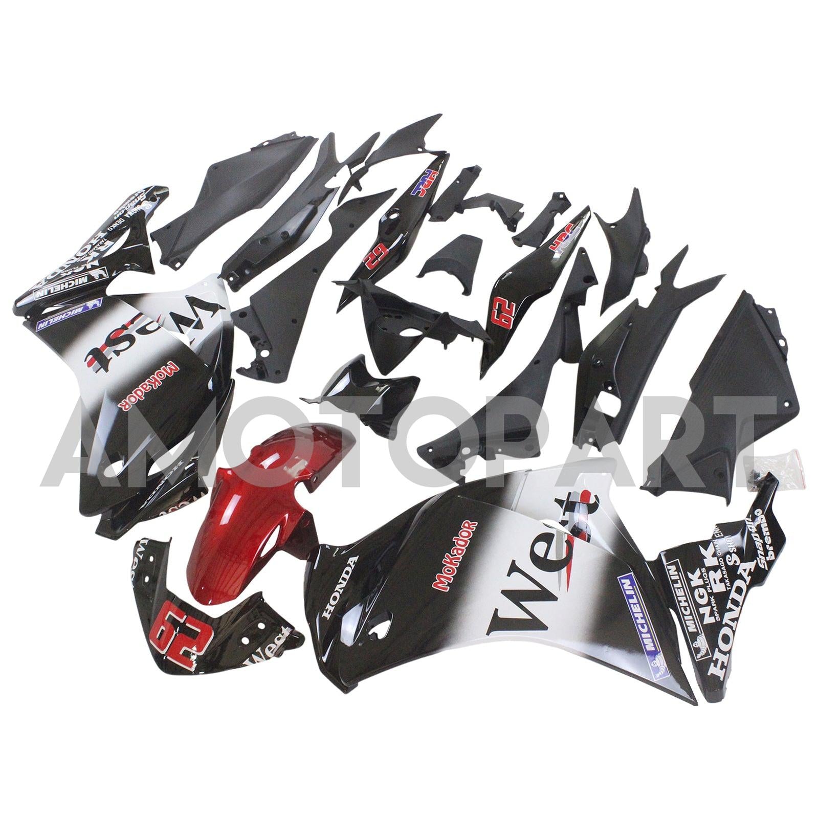 Amotopart 2011-2015 Honda CBR250R White Black Fairing Kit