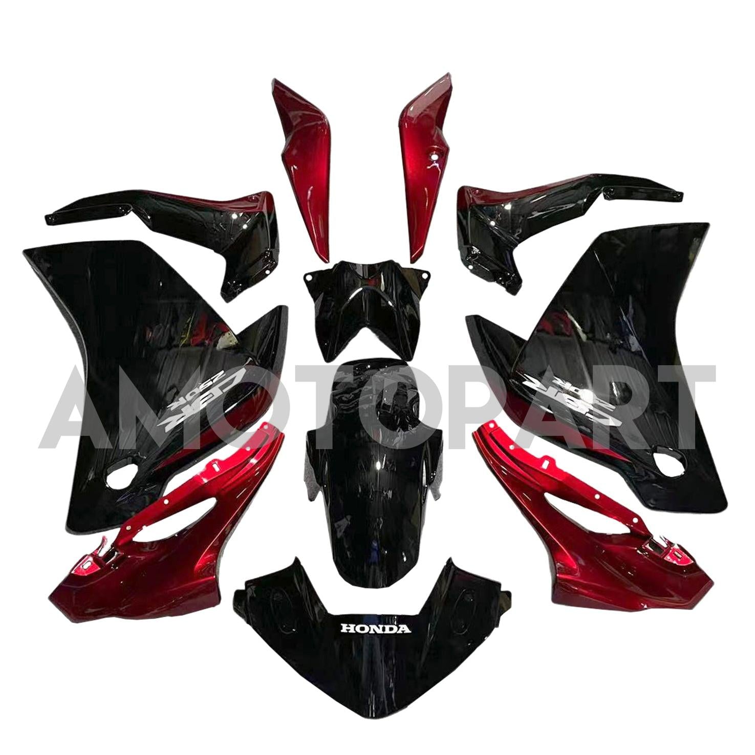 Amotopart Honda CBR250R 2011-2015 Glossy Black&Red Fairing Kit