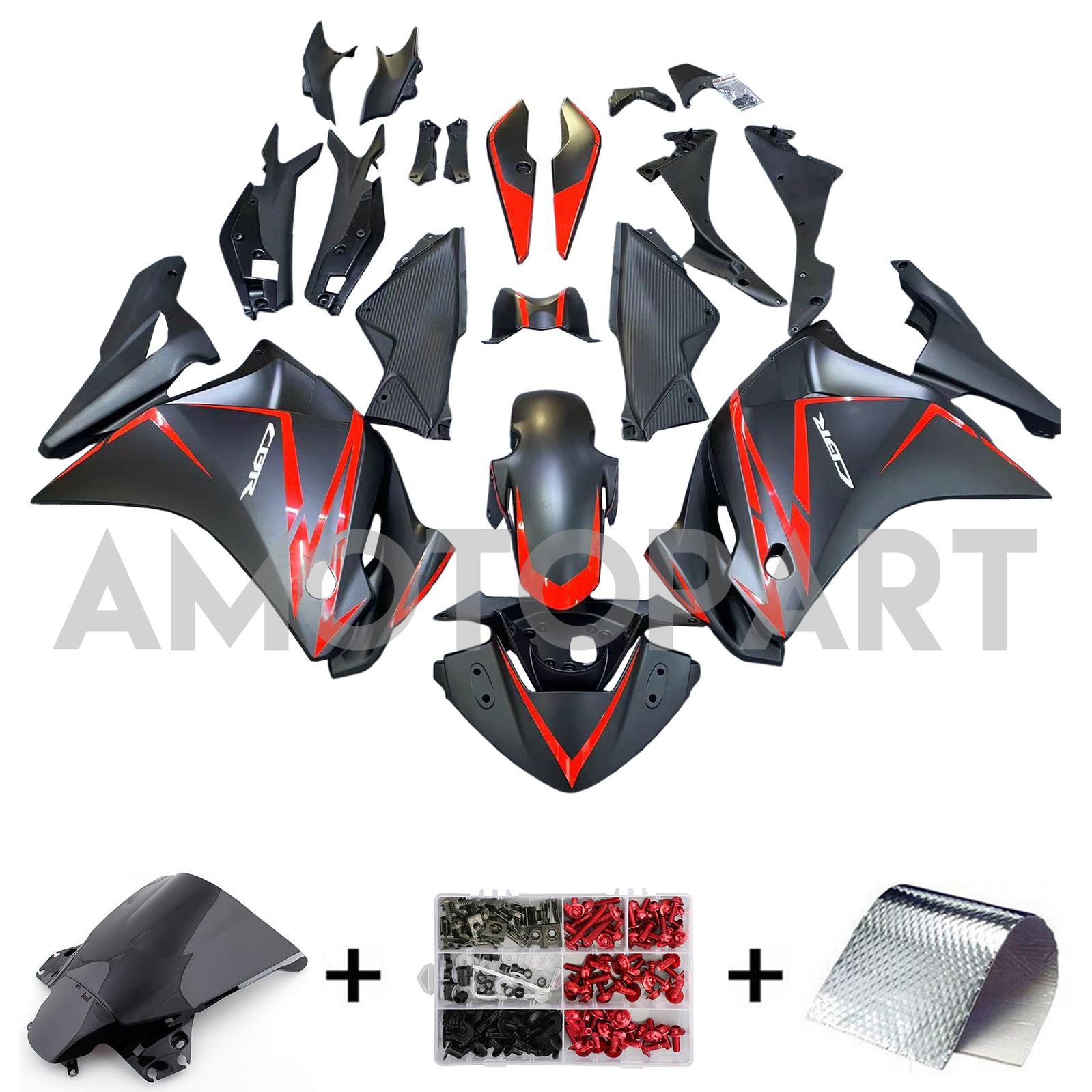 Amotopart 2011-2015 CBR250R Honda Black with Red Stripe Fairing Kit