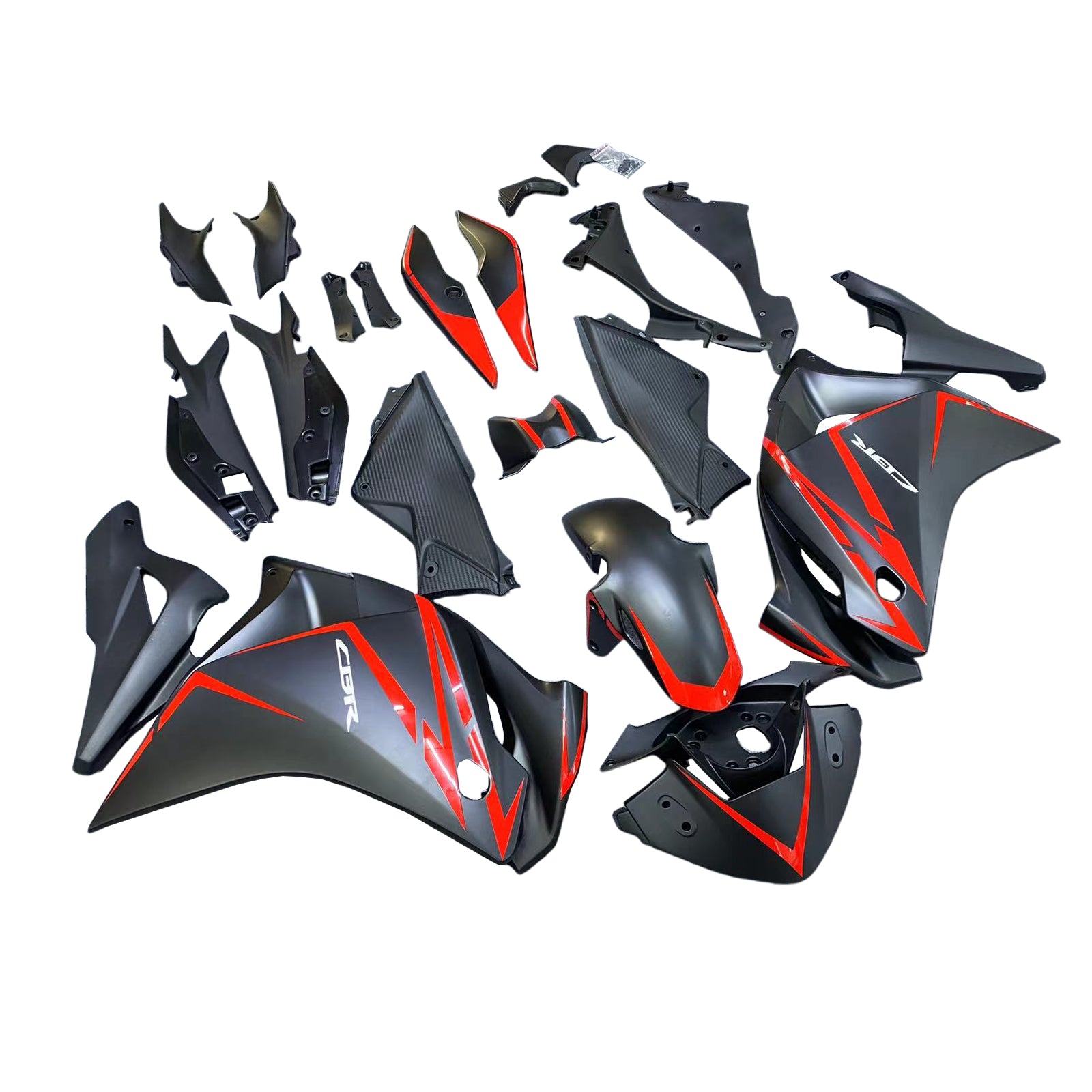 Amotopart 2011-2015 CBR250R Honda Black avec Kit de carénage à rayures rouges