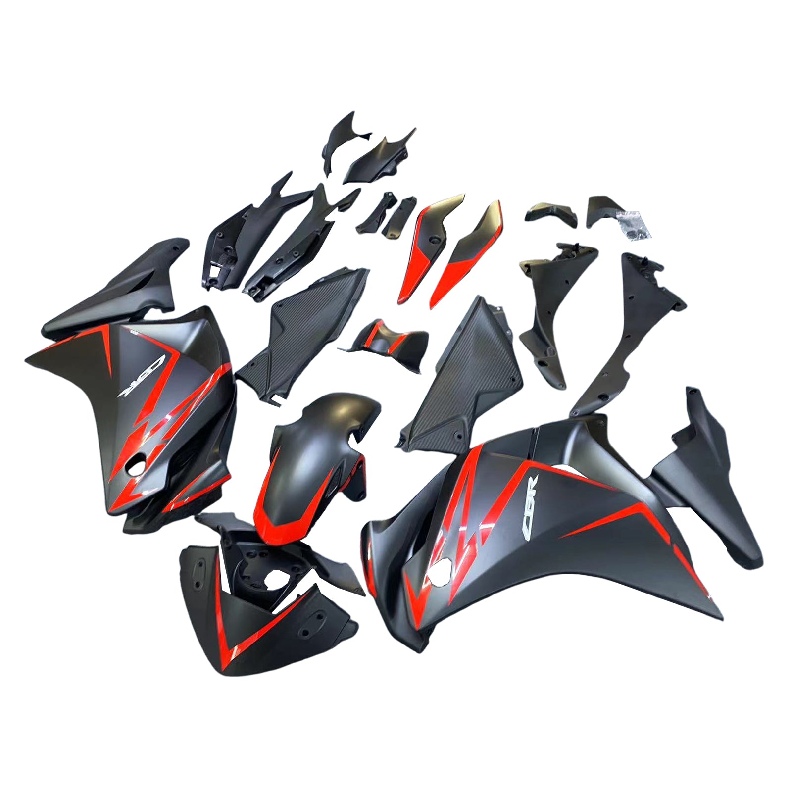 Amotopart 2011-2015 CBR250R Honda Black avec Kit de carénage à rayures rouges