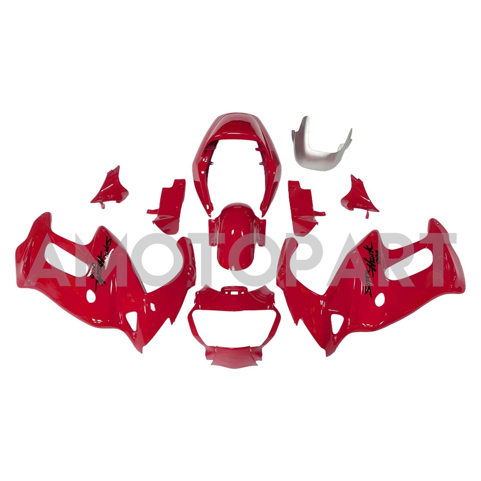 Amotopart 1997-2005 VTR1000F Honda Red with Black Logo Fairing Kit