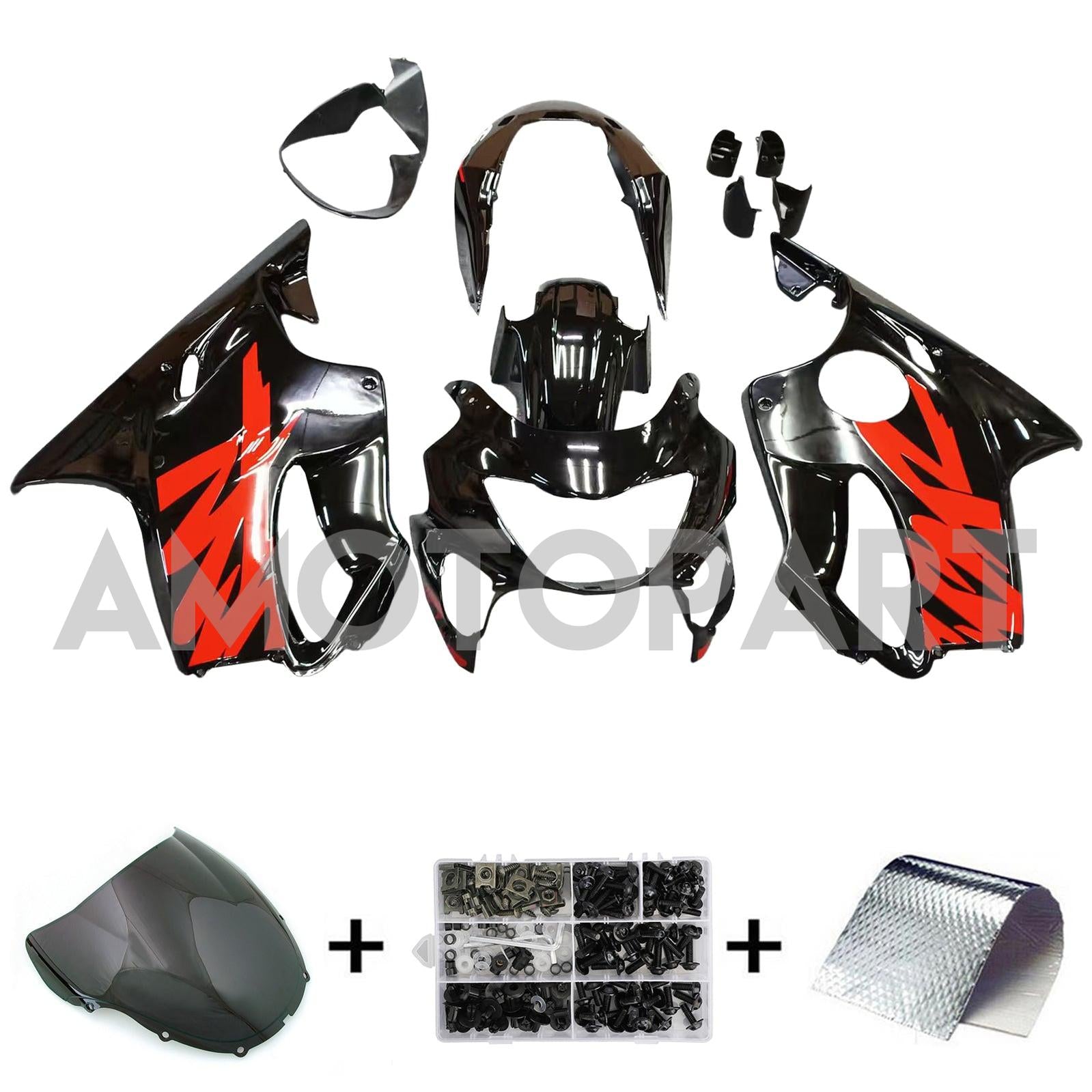 Amotopart Honda CBR600F4 1999-2000 Red & Black Style 2 Fairing Kit