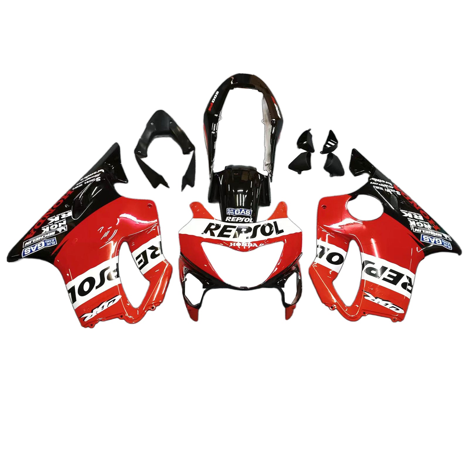 Amotopart Honda CBR600F4 1999-2000 Rouge&Kit de carénage Repjol orange