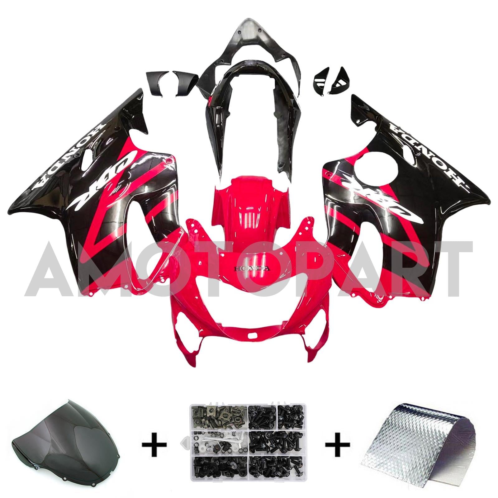 Amotopart Honda CBR600F4 1999-2000 Red & Black Style 1 Fairing Kit