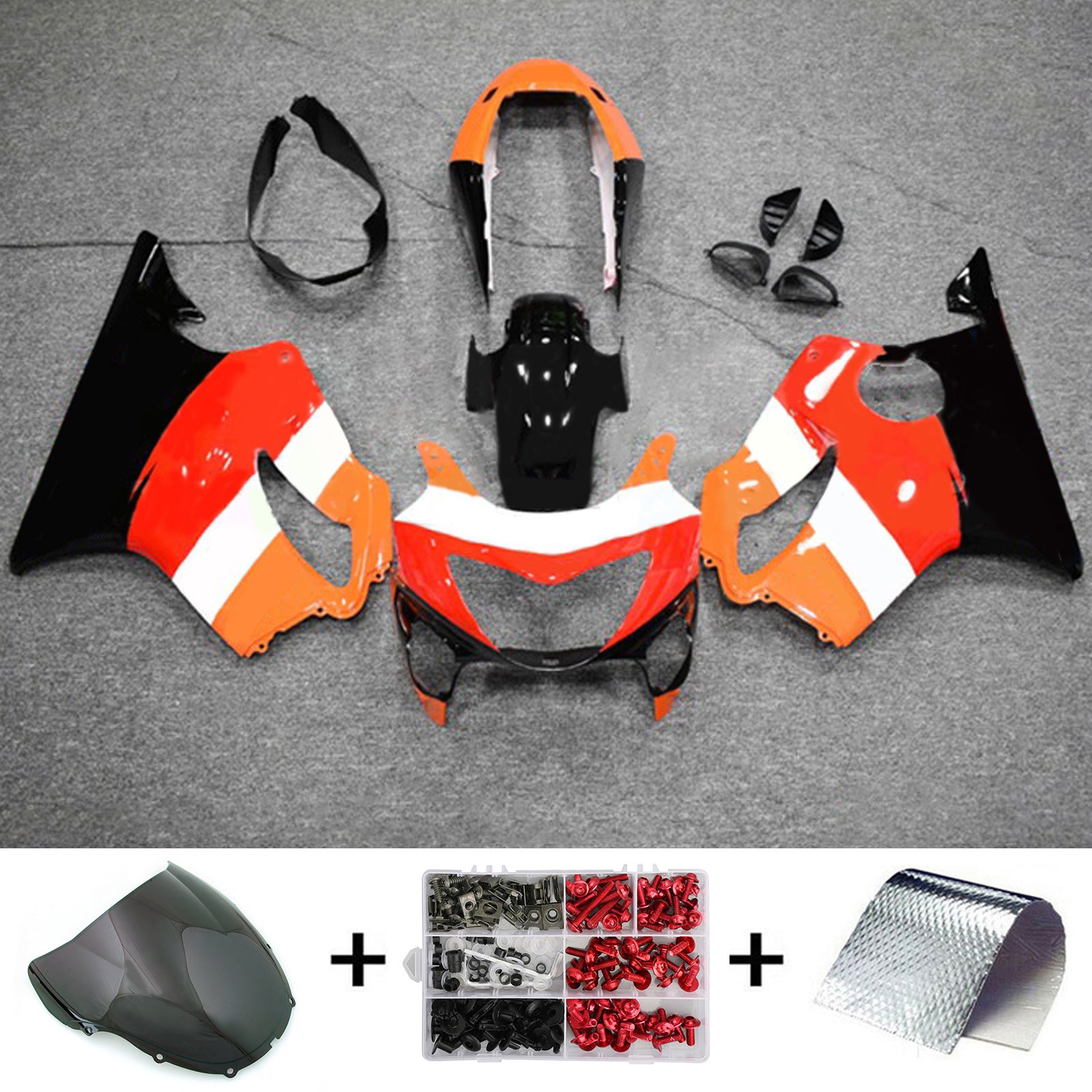 Amotopart 1999-2000 CBR600 F4 Honda Red Orange Style3 Fairing Kit
