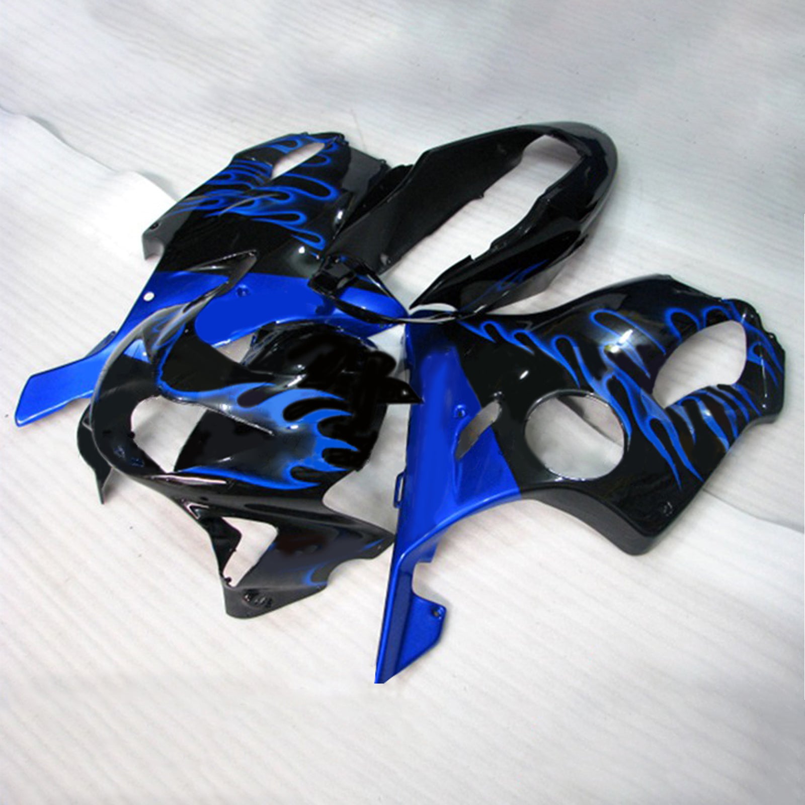 Amotopart 1999-2000 CBR600 F4 Honda Black with Blue Flame Fairing Kit