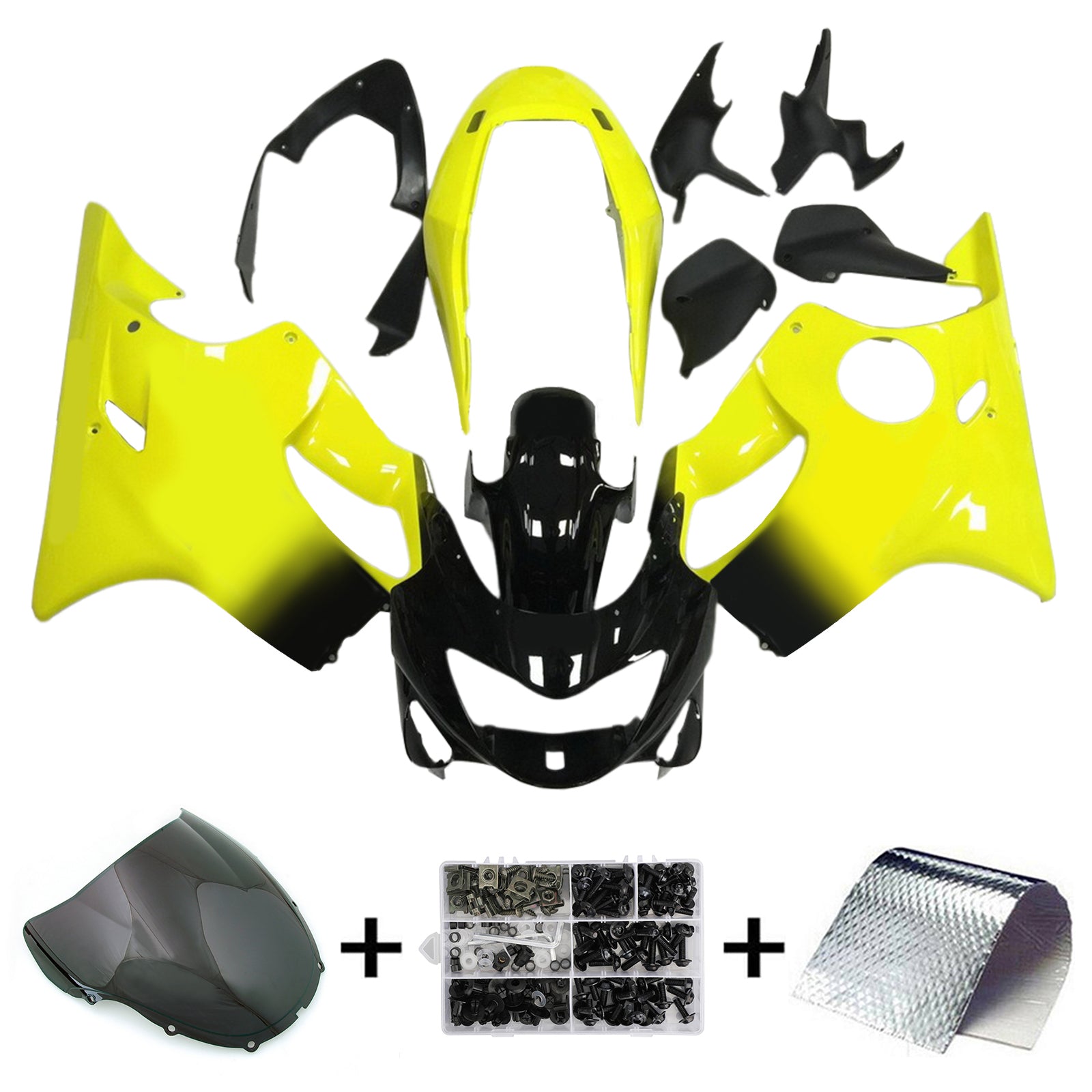 Amotopart 1999-2000 Honda CBR600 F4 Glossy Yellow Black Fairing Kit