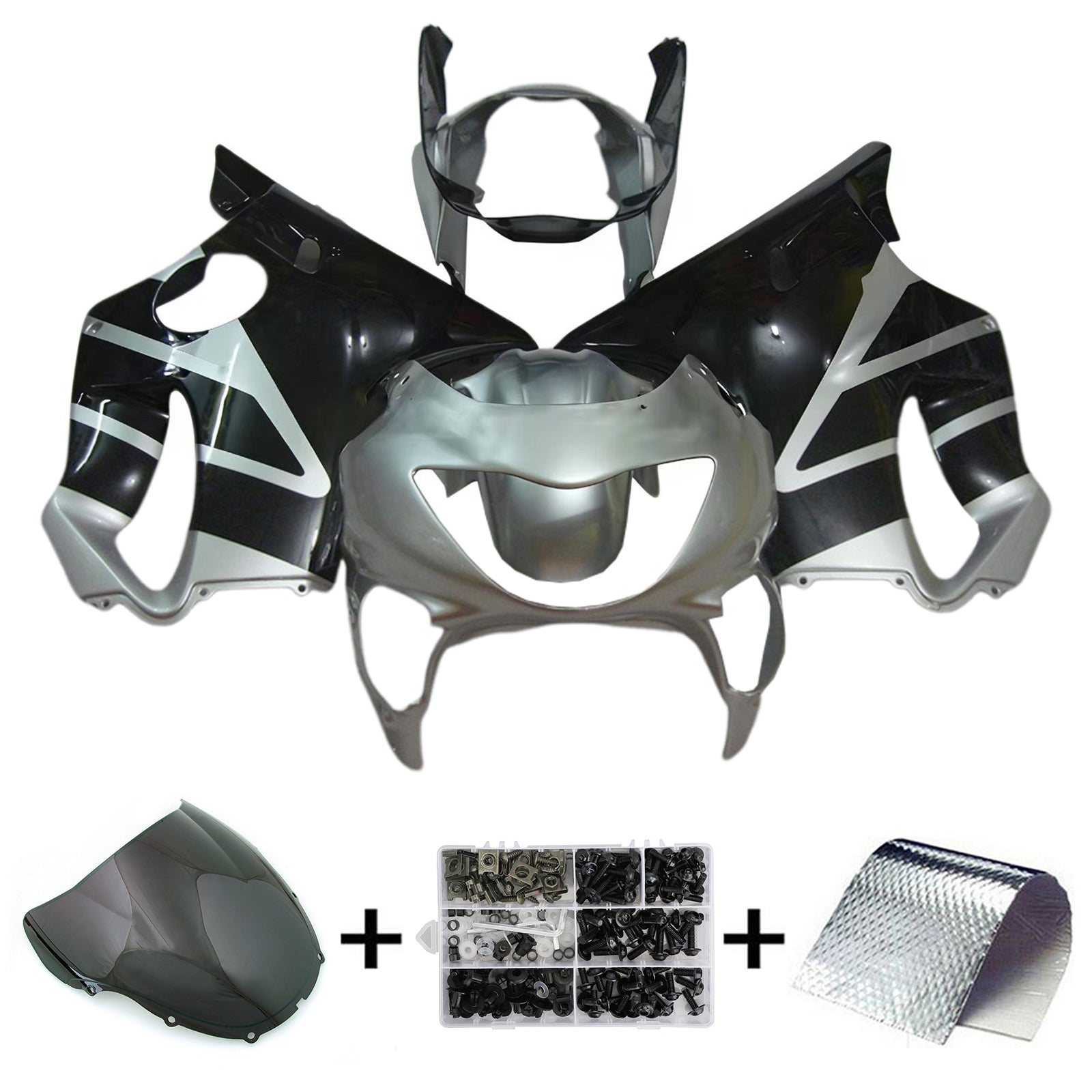 Amotopart 1999-2000 Honda CBR600F4 Silver Black Fairing Kit