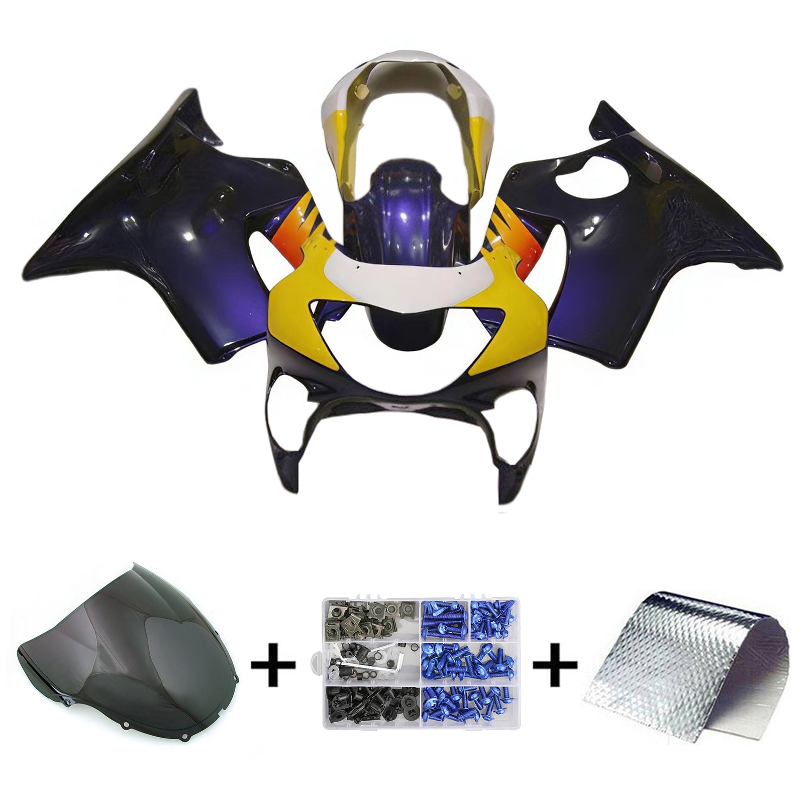Amotopart 1999-2000 Honda CBR600F4 Black Yellow Fairing Kit