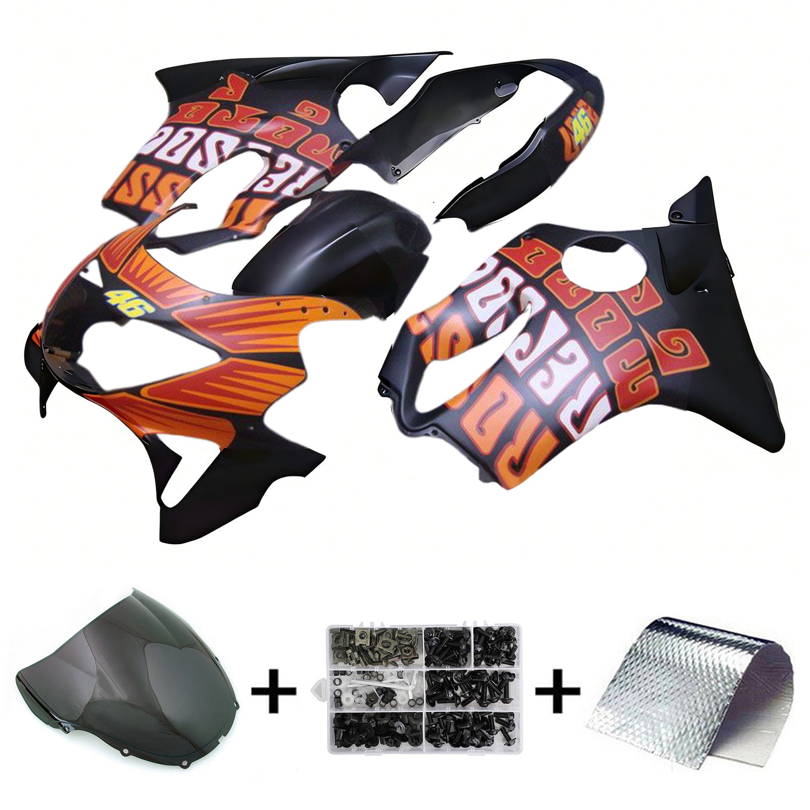 Amotopart 1999-2000 Honda CBR600F4 Black Orange Fairing Kit