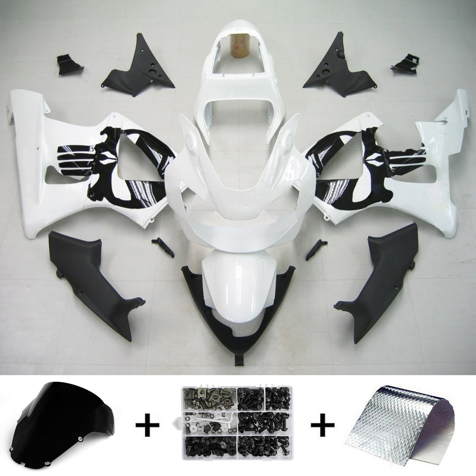 Amotopart 2000-2001 Honda CBR929RR Fairing White Skull Kit