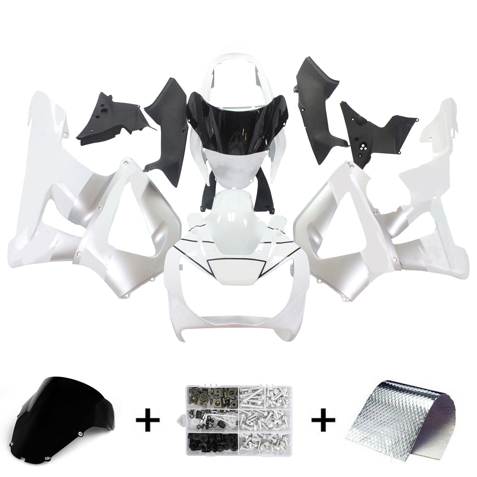 Amotopart 2000-2001 ホンダ CBR929RR フェアリング ブラック&ホワイト レプジョルキット