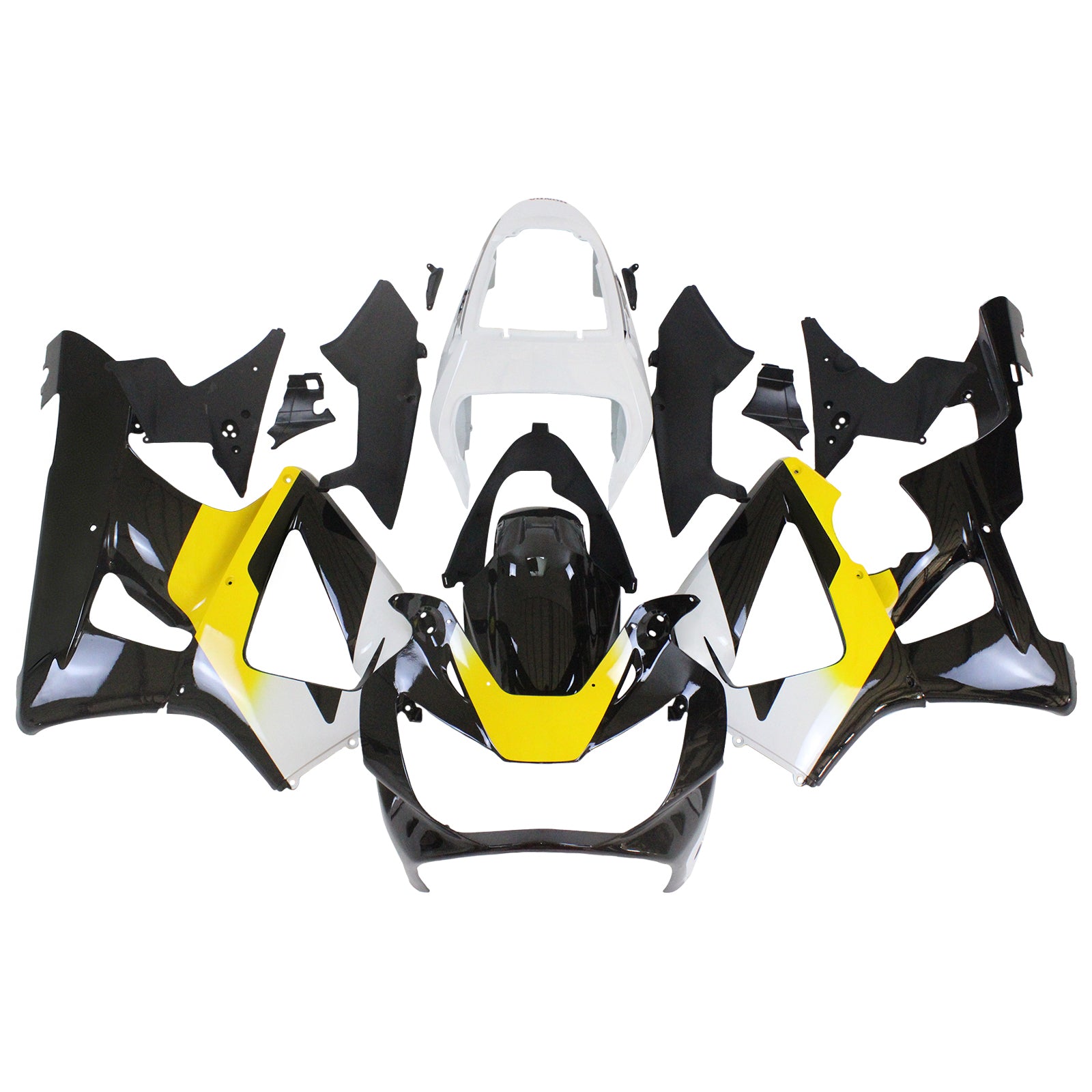 Amotopart Verkleidung für Honda CBR929RR (2000-2001), schwarz&Gelbes Set