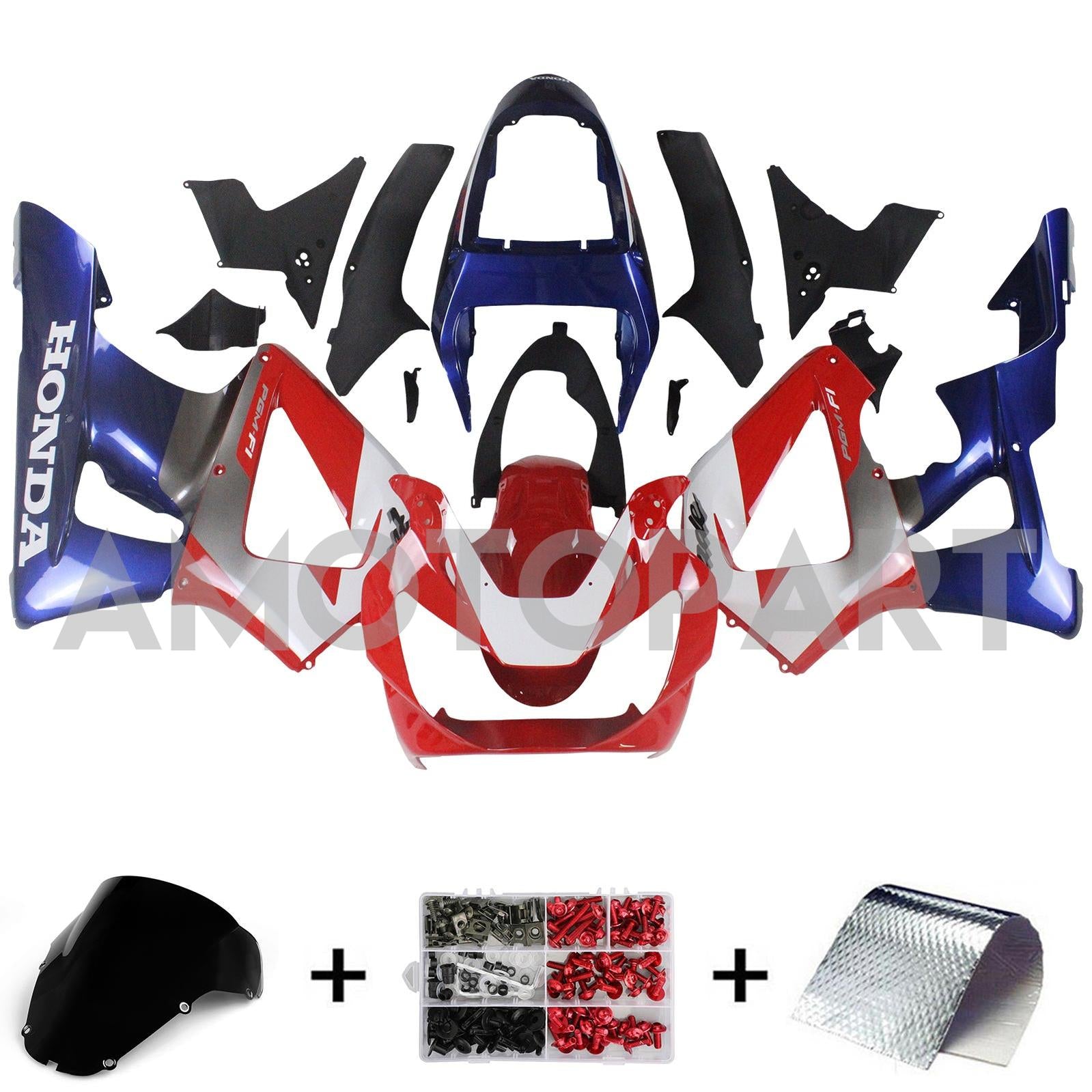 Amotopart 2000-2001 Honda CBR929RR Fairing Blue&Red Style1 Kit