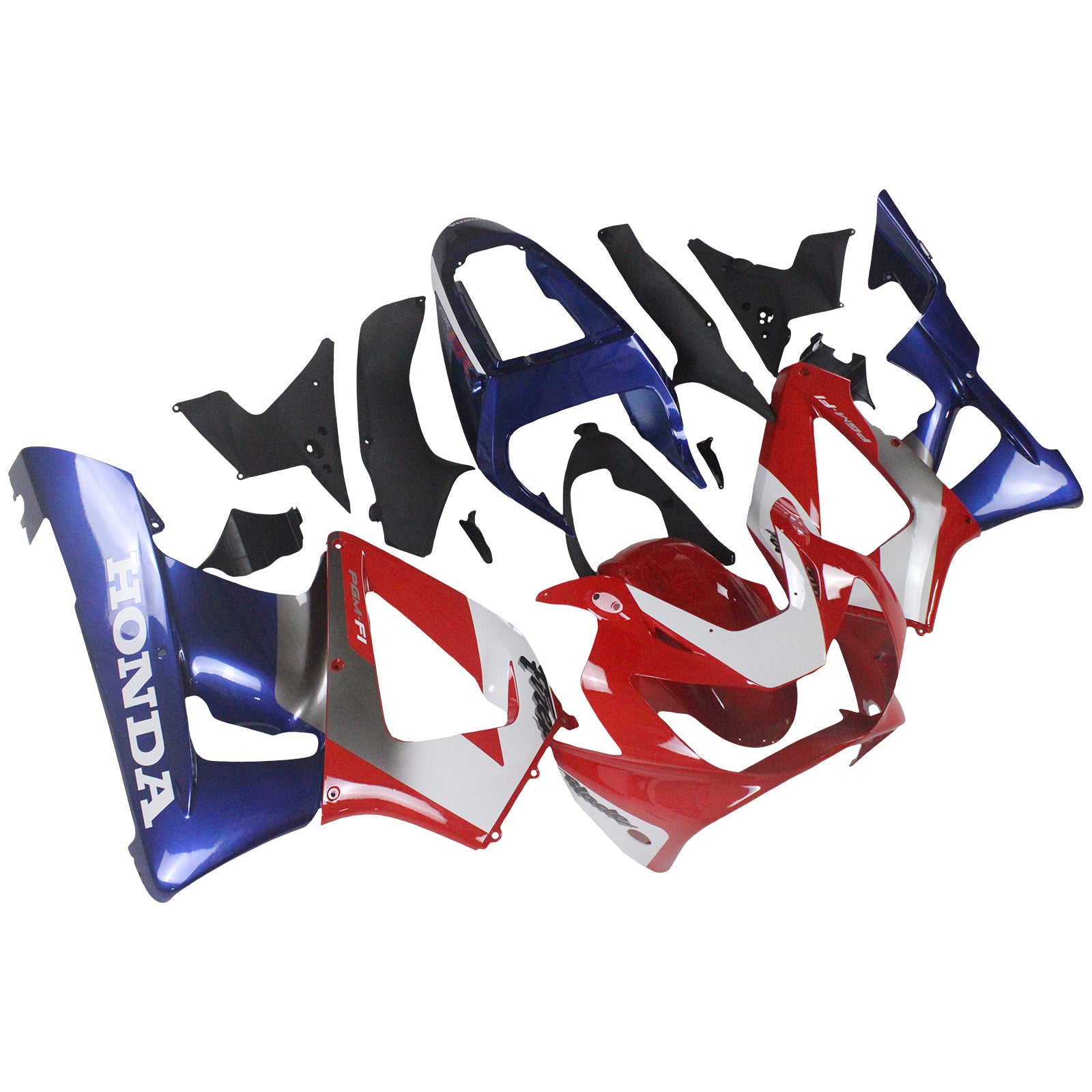 Amotopart 2000–2001 Honda CBR929RR Verkleidung, Blau&Rotes Style1-Kit
