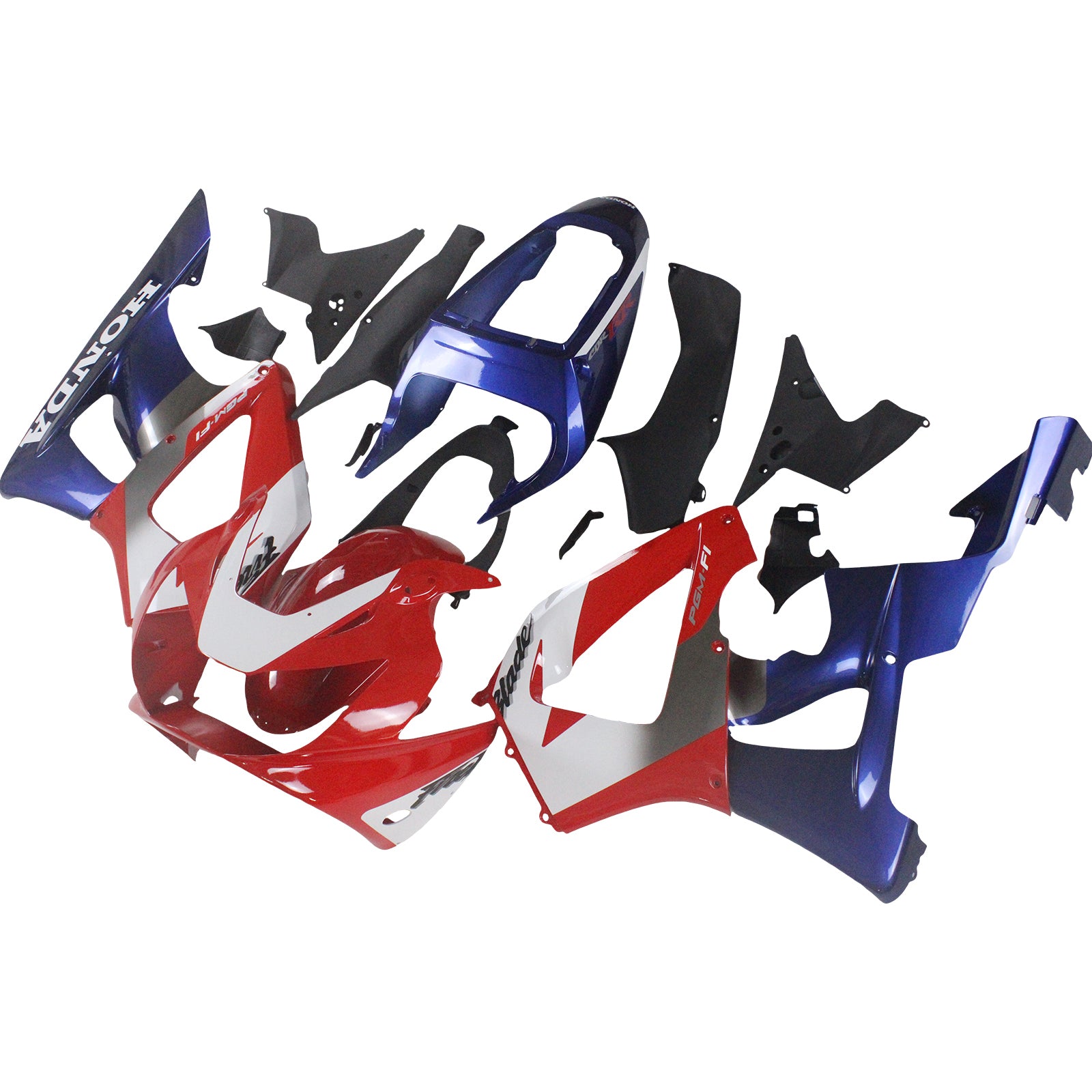 Amotopart 2000–2001 Honda CBR929RR Verkleidung, Blau&Rotes Style1-Kit