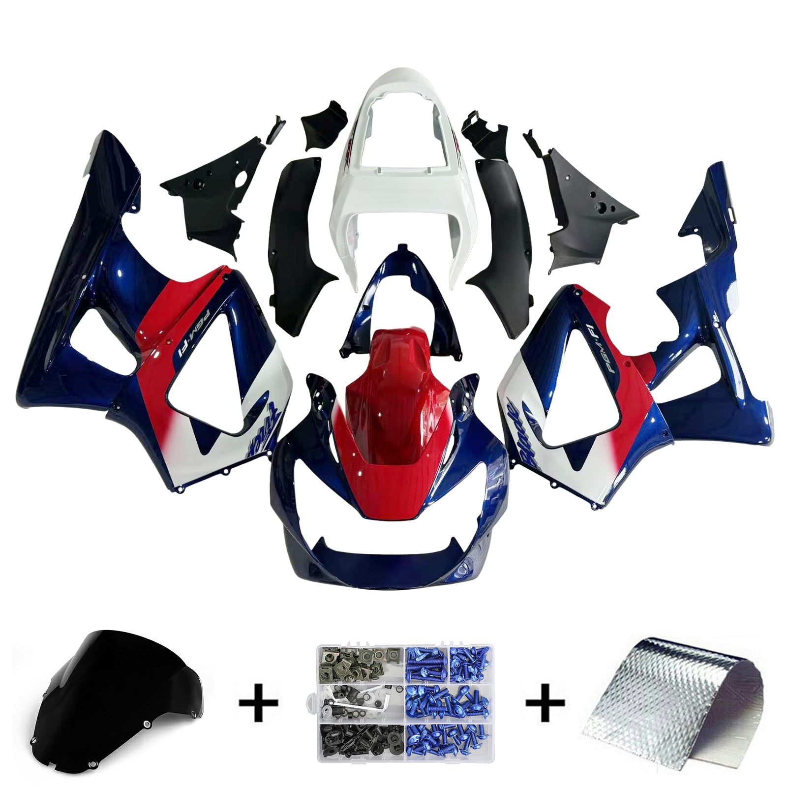 Kit carena Amotopart 2000-2001 CBR929RR Honda rosso e blu