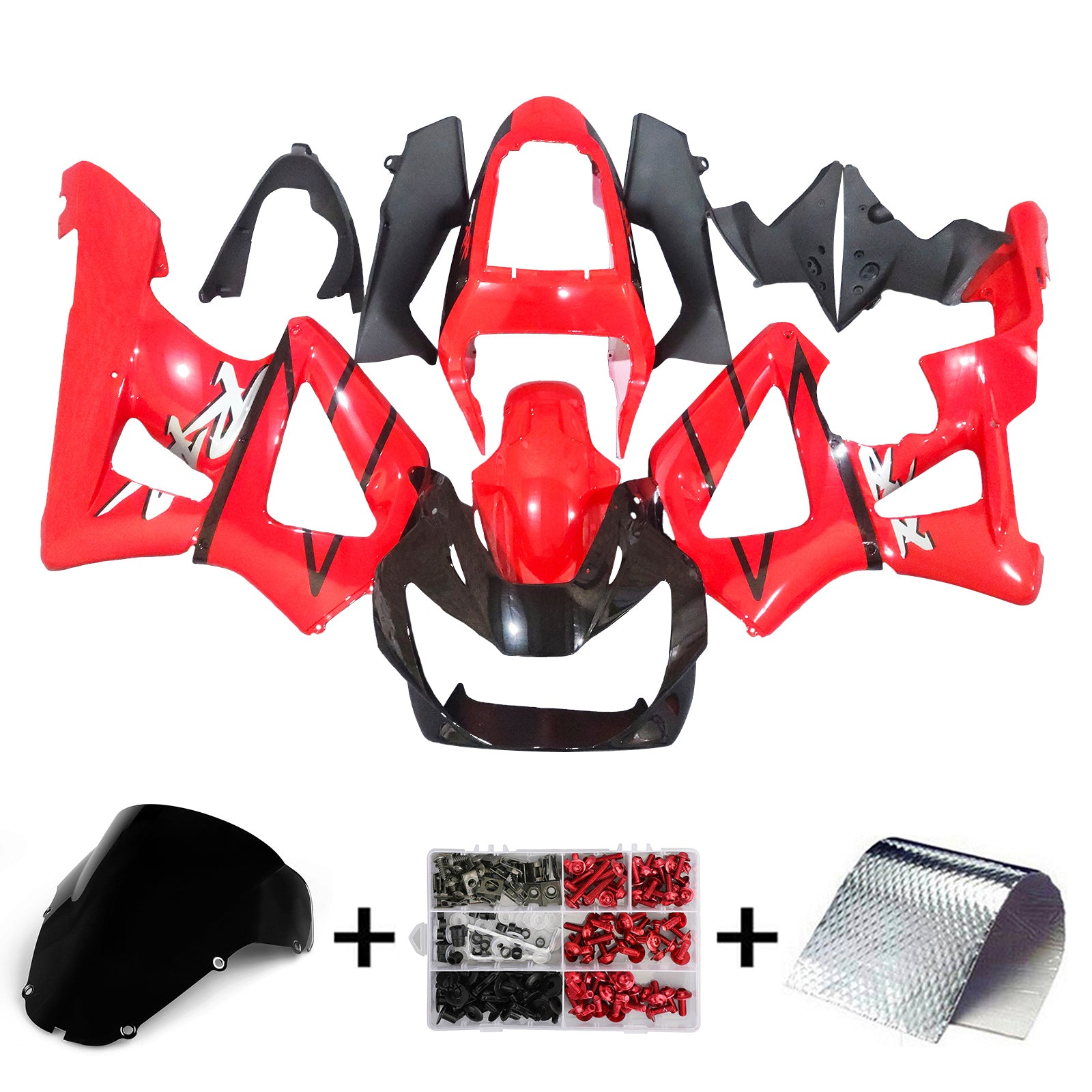 Amotopart 2000-2001 Honda CBR929RR Glossy Red Black Fairing Kit