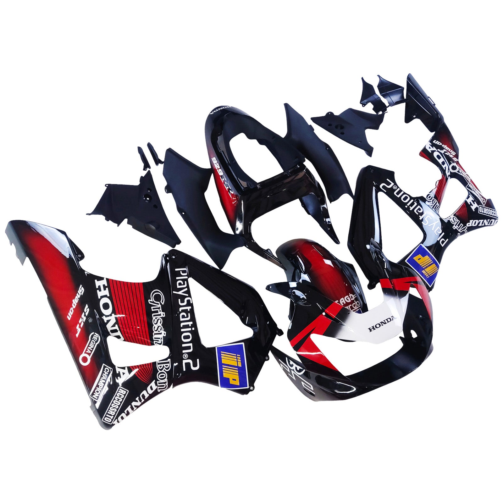 Amotopart 2000-2001 Honda CBR929RR Black Red &Patterns Fairing Kit