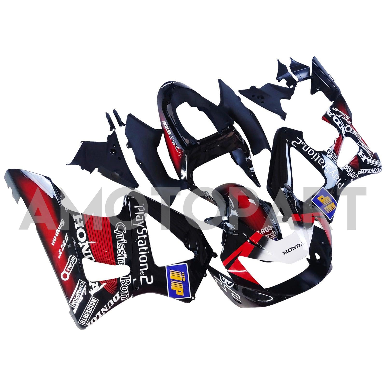 Amotopart 2000-2001 ホンダ CBR929RR ブラック レッド & パターン フェアリングキット
