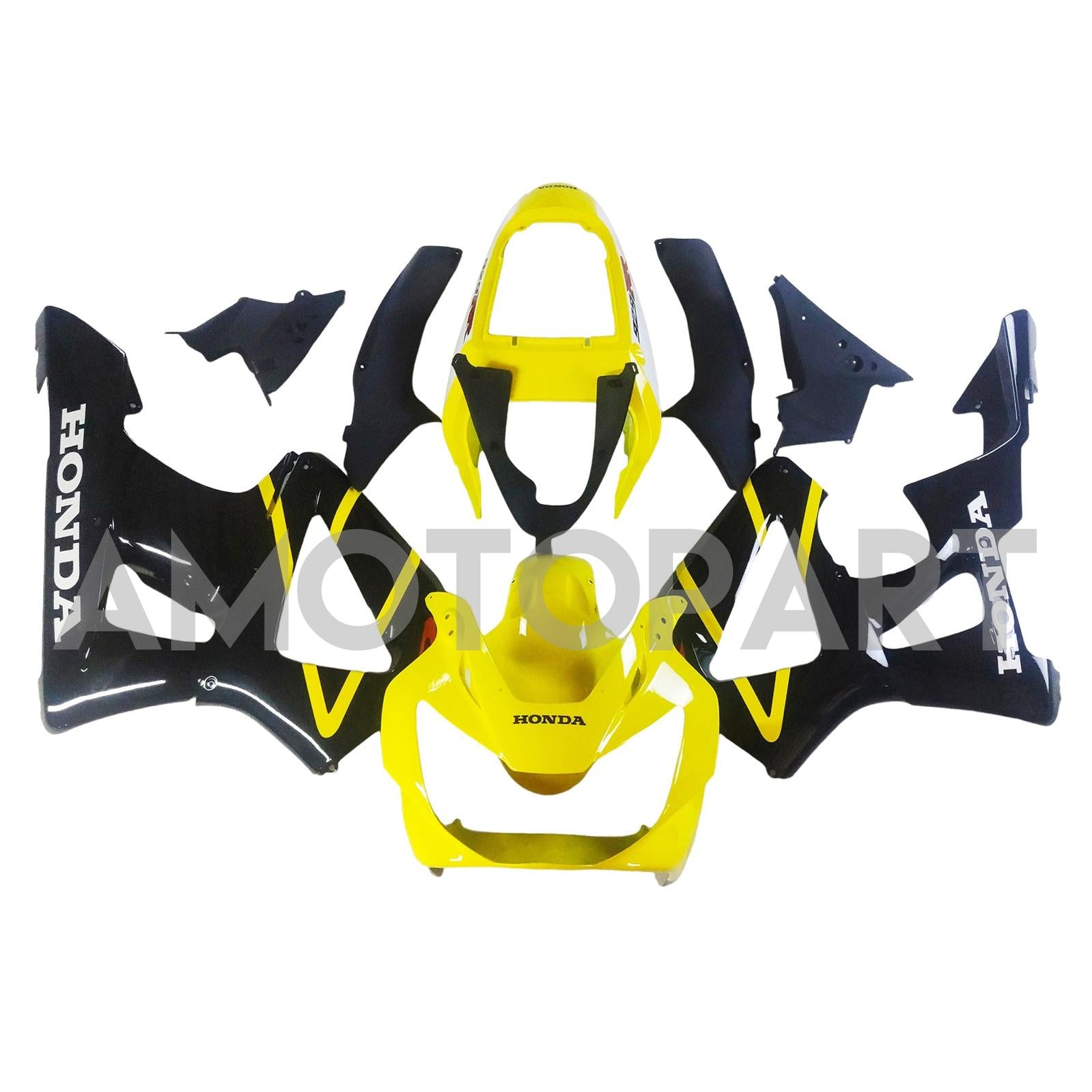 Amotopart 2000-2001 Honda CBR929RR Black Yellow &Logo Fairing Kit
