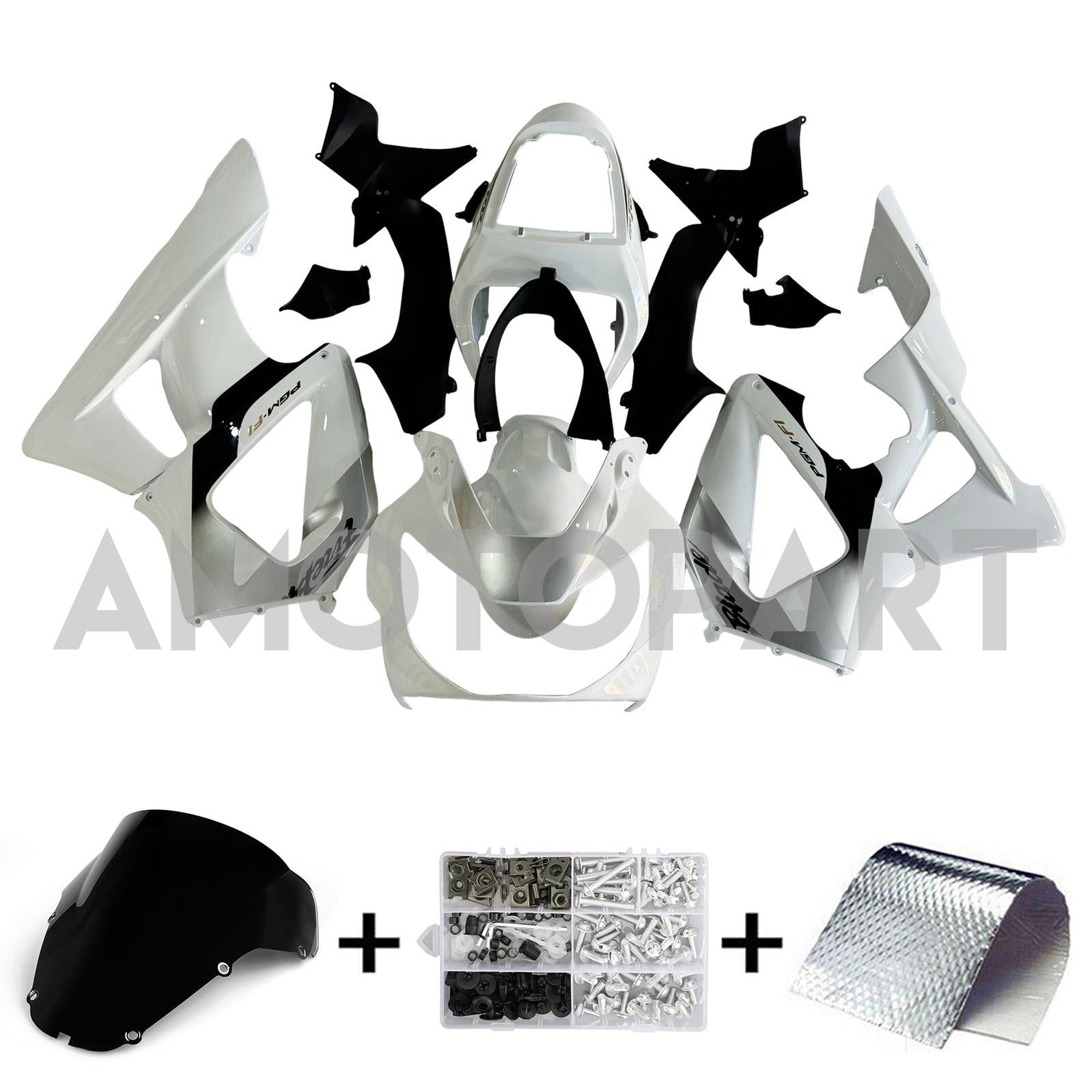 Amotopart 2000-2001 ホンダ CBR929RR ホワイト ブラック フェアリングキット