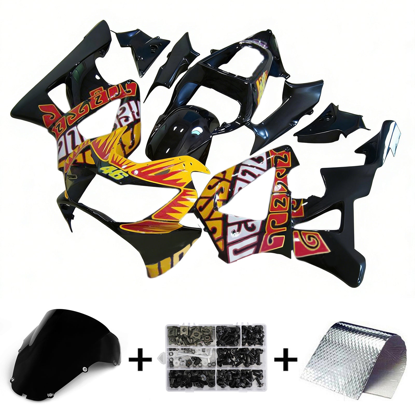Amotopart 2000-2001 Honda CBR929RR Black Orange Fairing Kit