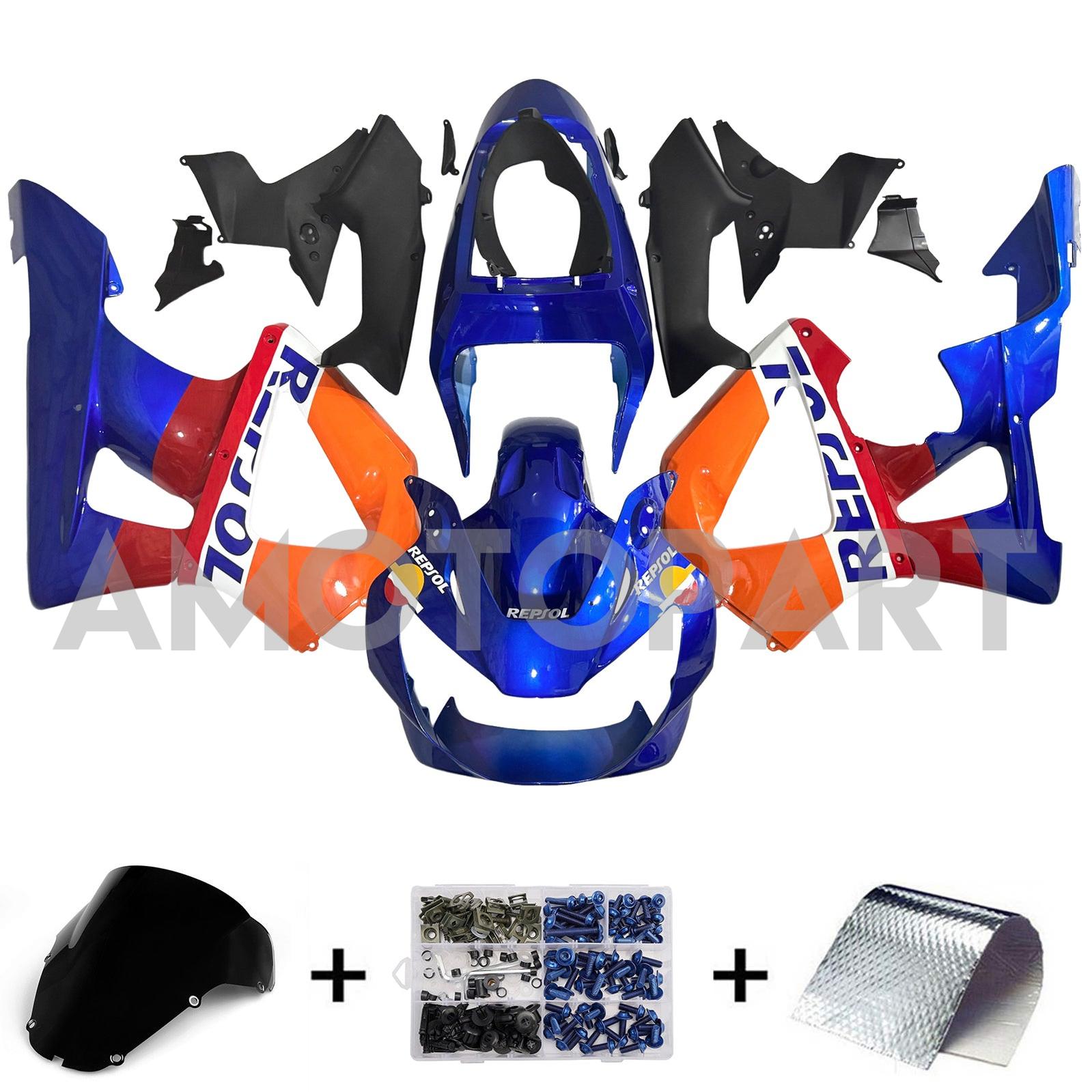 Amotopart 2000-2001 Honda CBR929RR Blue Orange Fairing Kit