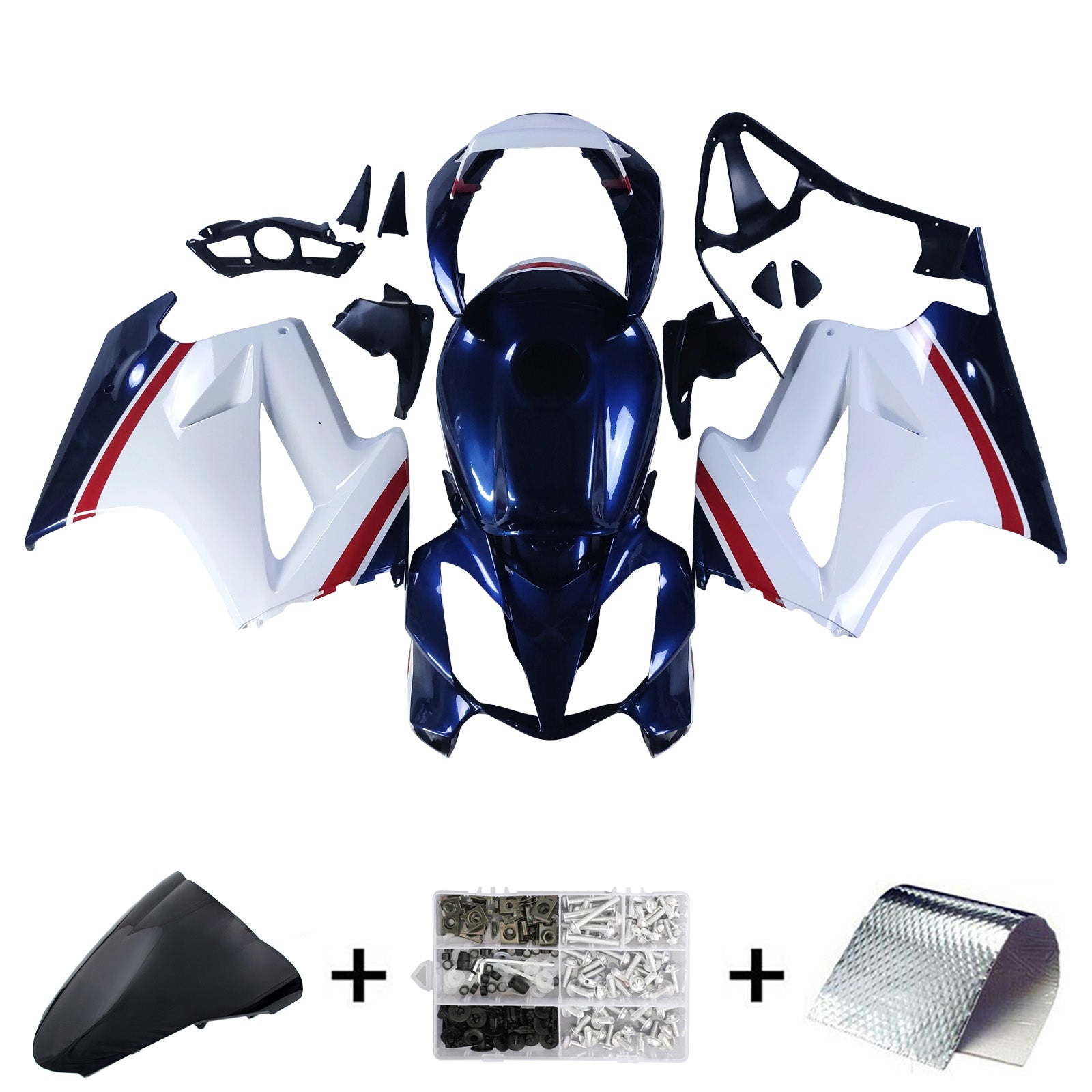 Amotopart 2002-2012 Honda VFR800 Blue&White Style1 Fairing Kit