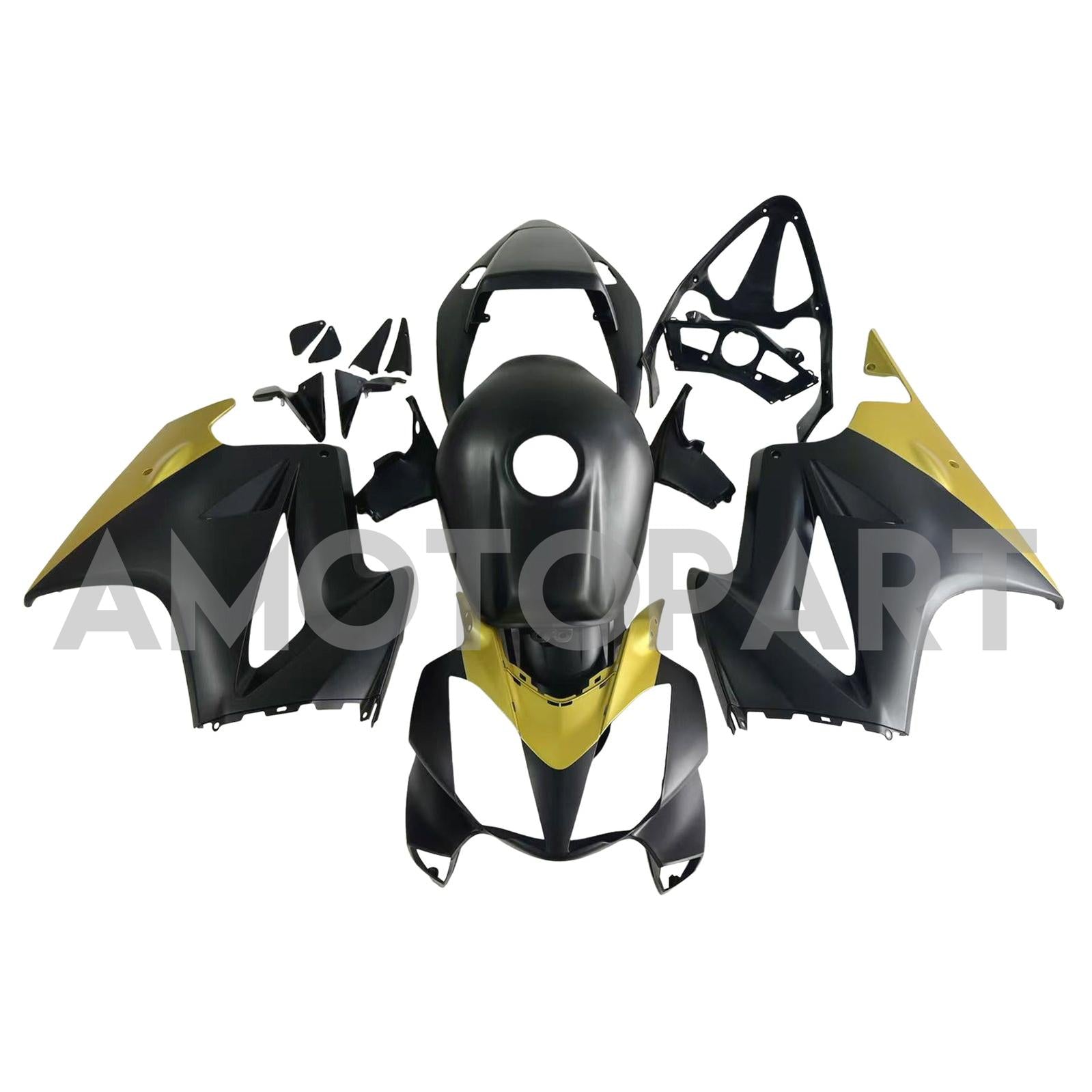 Amotopart 2002-2013 ホンダ VFR800 マットブラック&ゴールド フェアリングキット