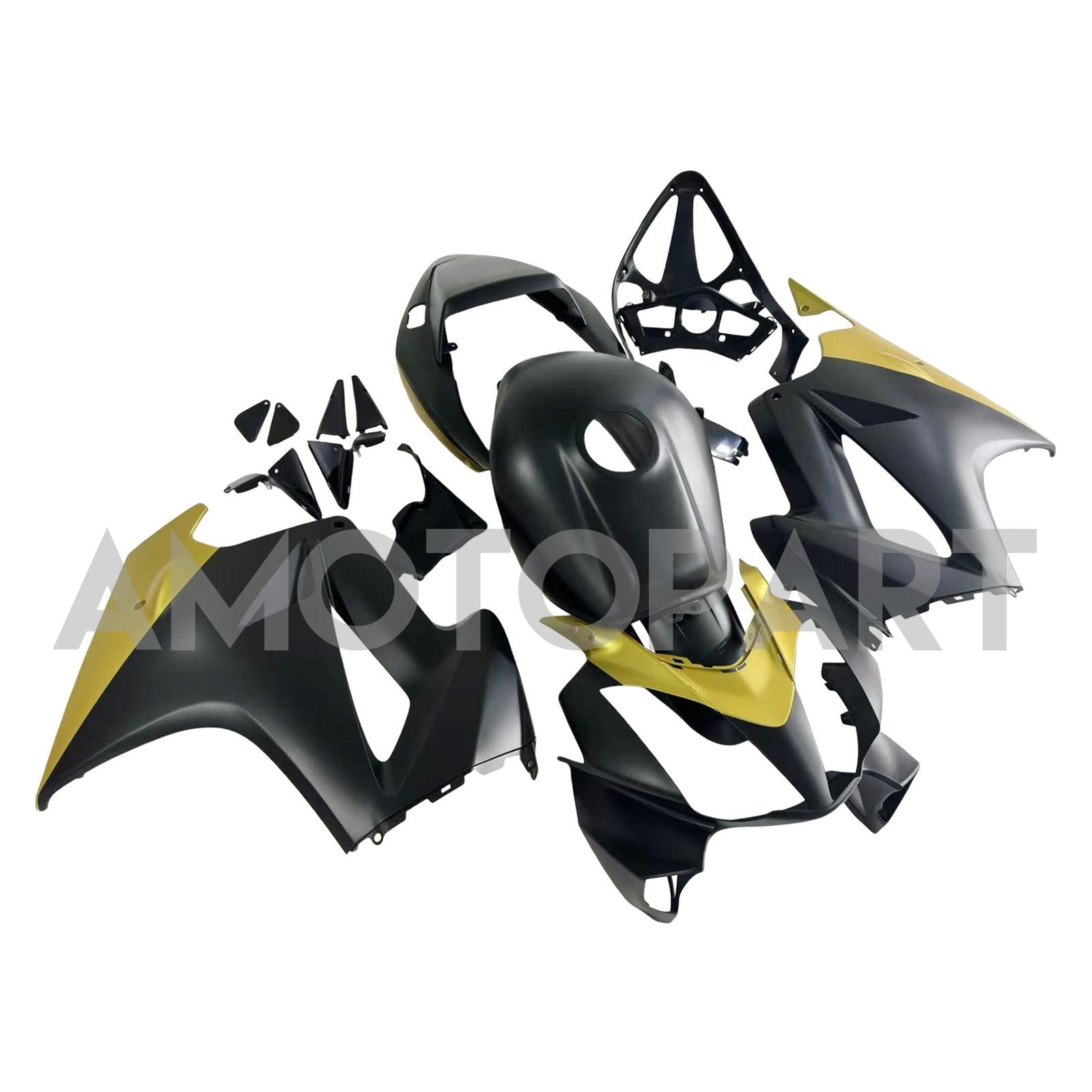 Amotopart 2002-2013 ホンダ VFR800 マットブラック&ゴールド フェアリングキット