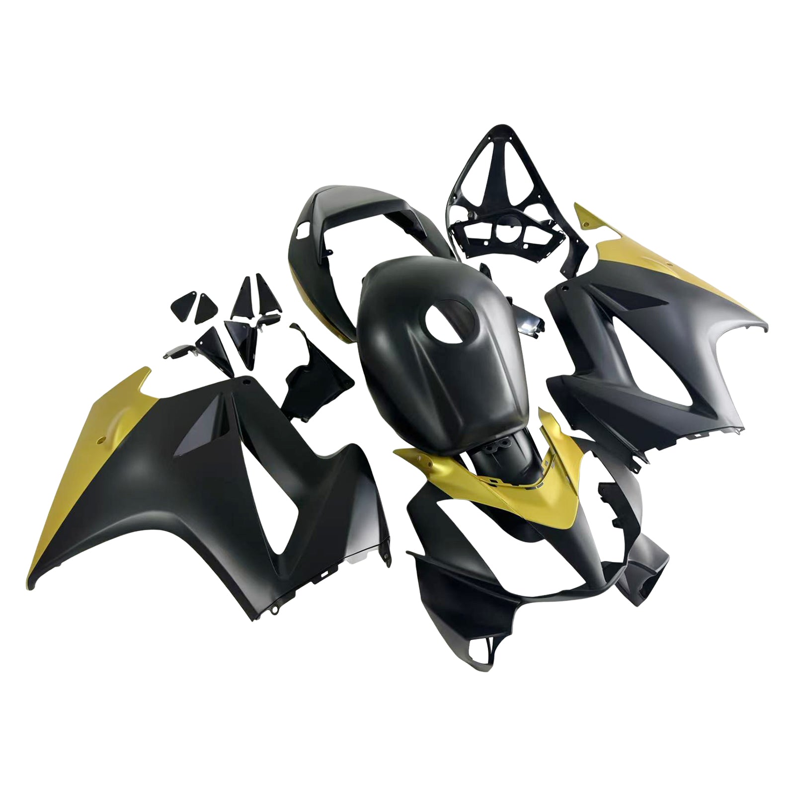 AMOTOPT 2002-2013 HONDA VFR800 BLACK MATTE BLACK & GOLD KIT