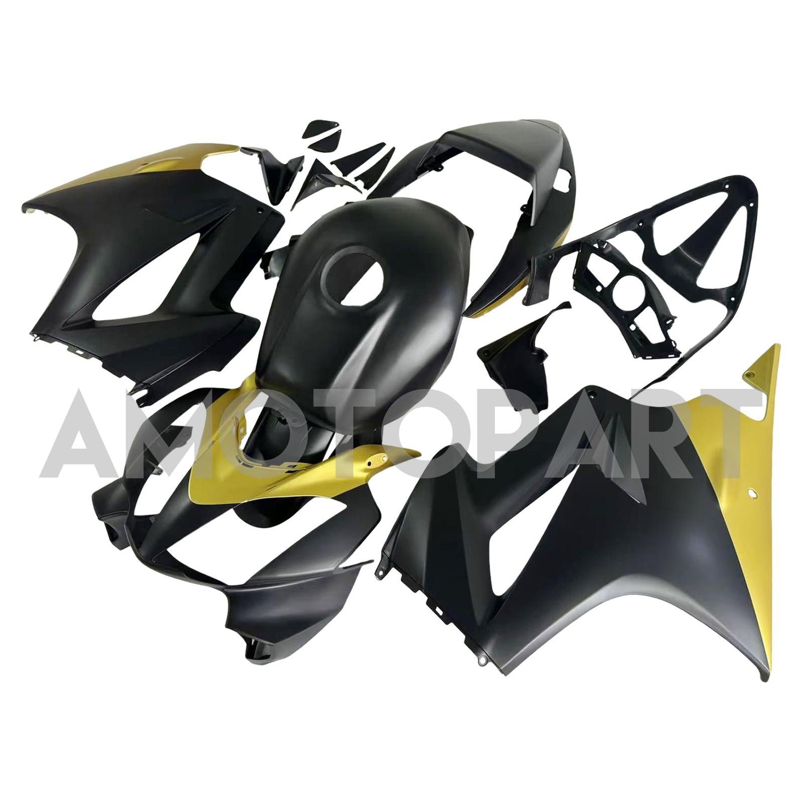 Amotopart 2002-2013 ホンダ VFR800 マットブラック&ゴールド フェアリングキット