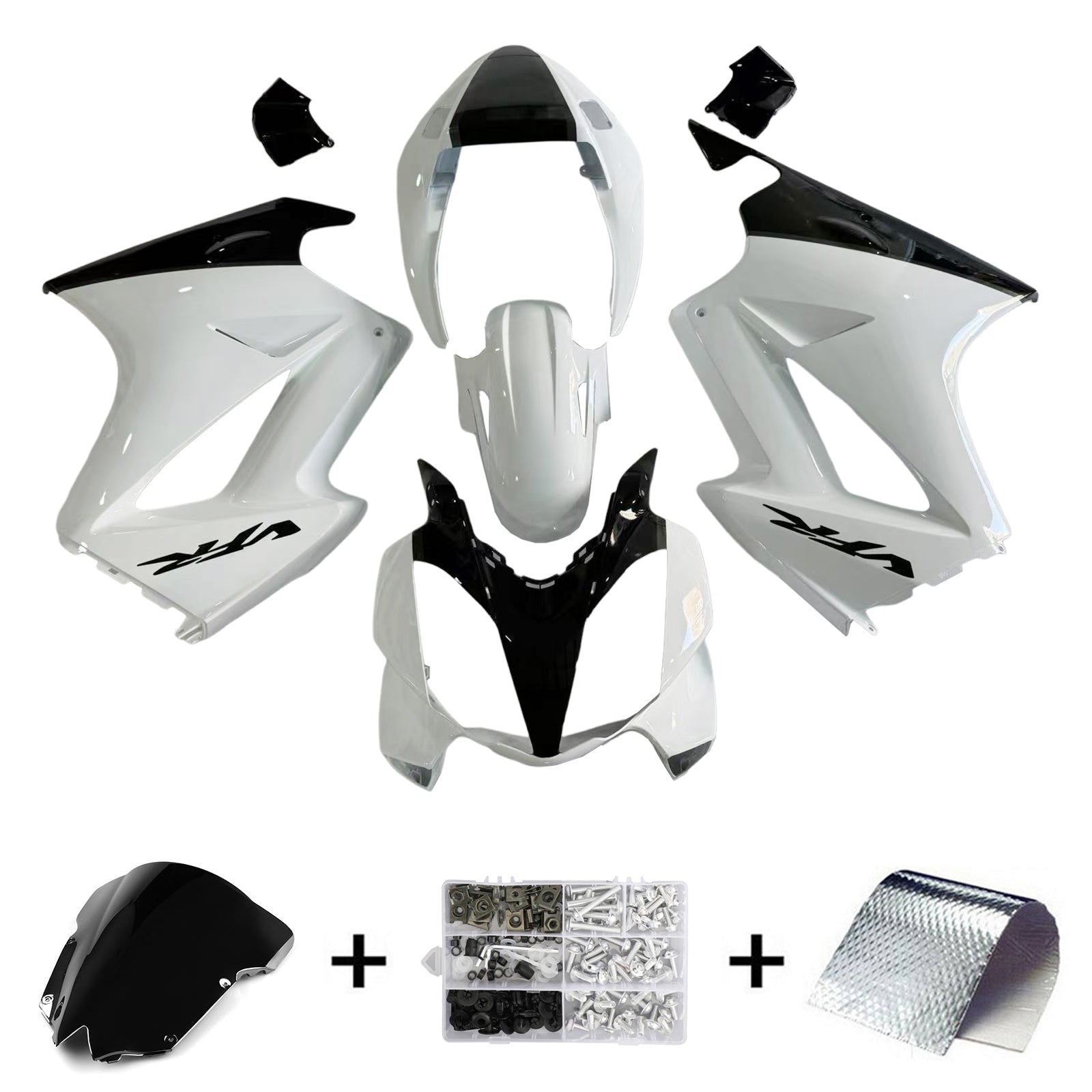 Amotopart 2002-2012 Honda VFR800 White&Black Fairing Kit