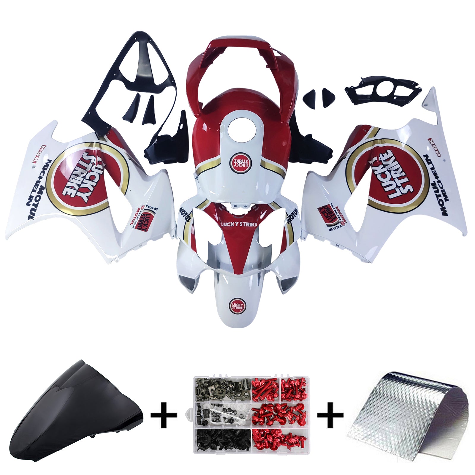 Amotopart 2002-2012 Honda VFR800White Red Fairing Kit