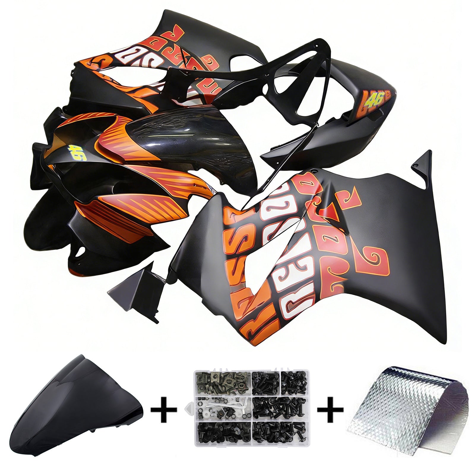 Amotopart 2002-2012 Honda VFR800Black Orange Fairing Kit