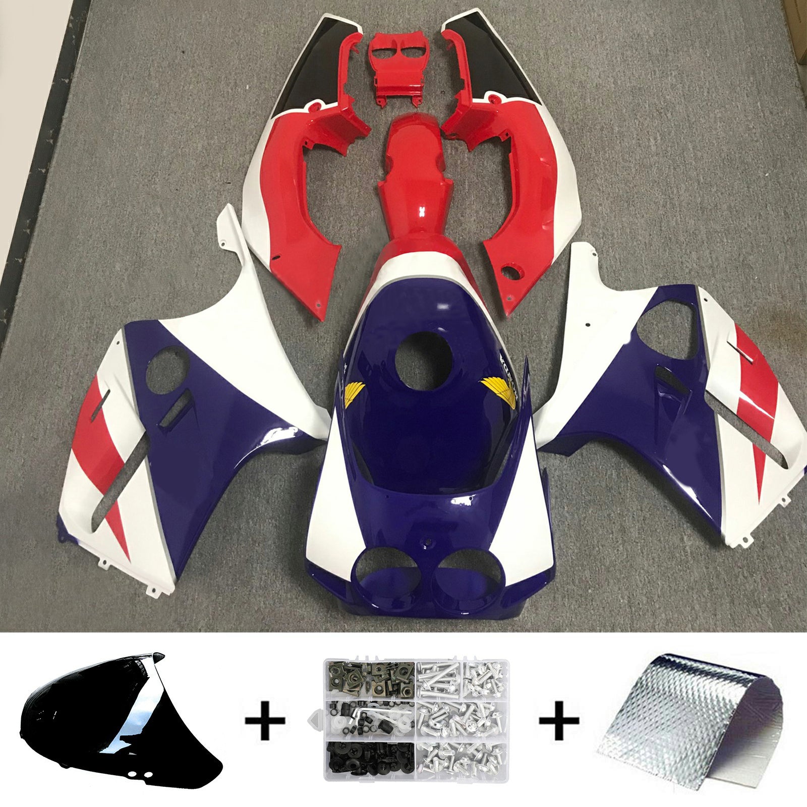 Amotopart 1990-1998 CBR250RR MC22 Honda Red&Blue Style1 Fairing Kit