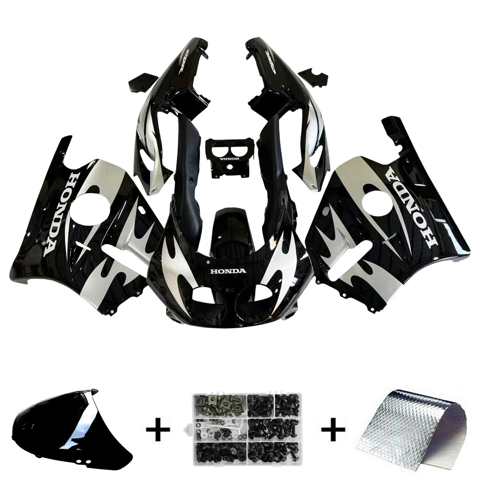 Amotopart 1990-1998 CBR250RR MC22 Honda Matte Black&Grey Fairing Kit