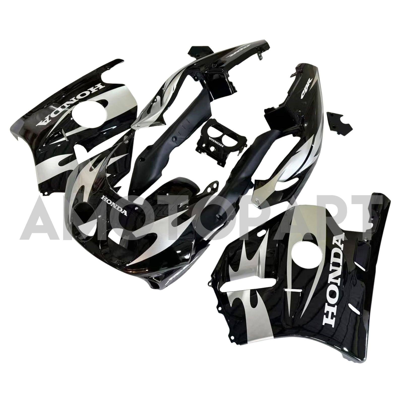 Amotopart 1990-1998 CBR250RR MC22 ホンダ マットブラック&グレー フェアリングキット