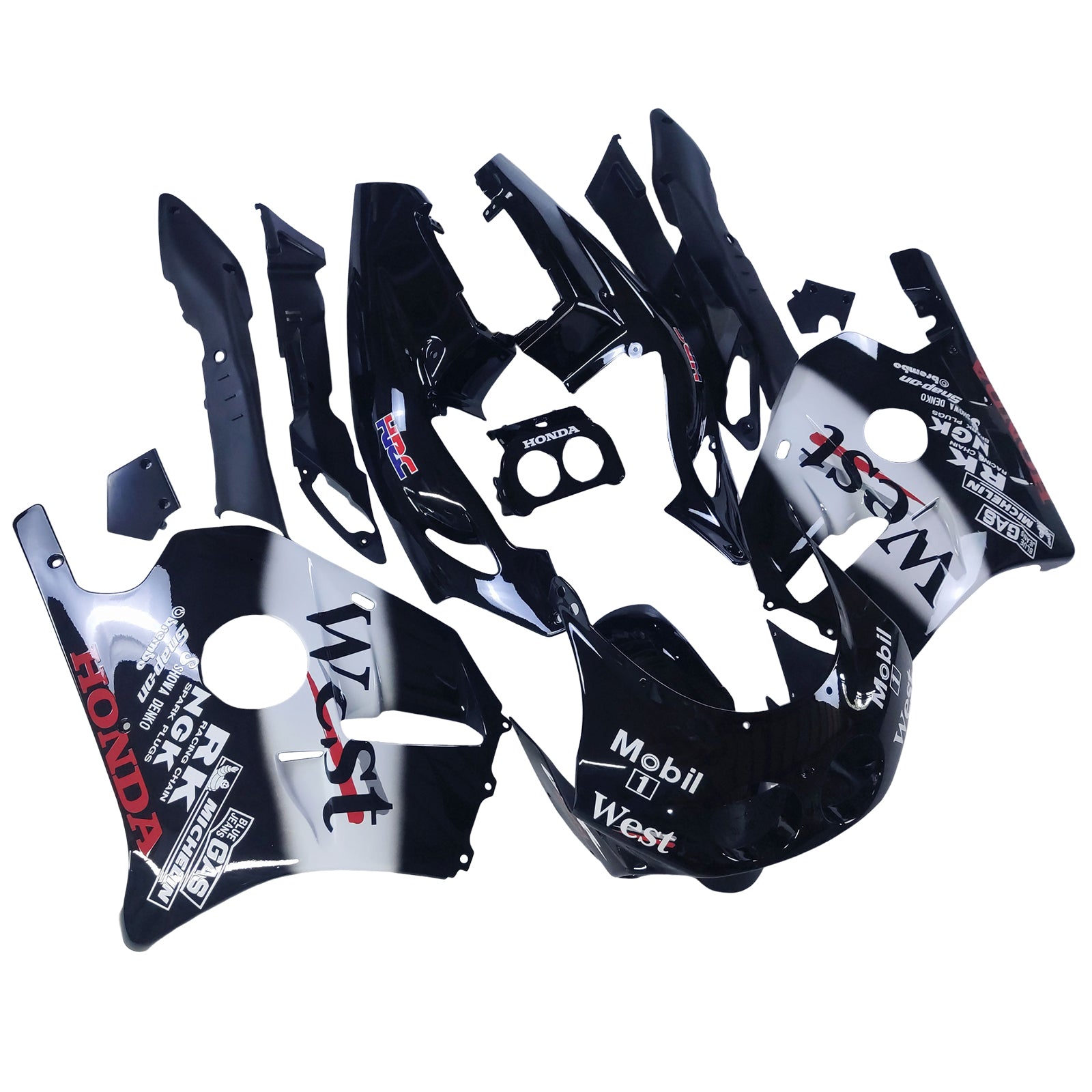 Amotopart 1990-1998 Honda CBR250RR MC22 Black White Fairing Kit