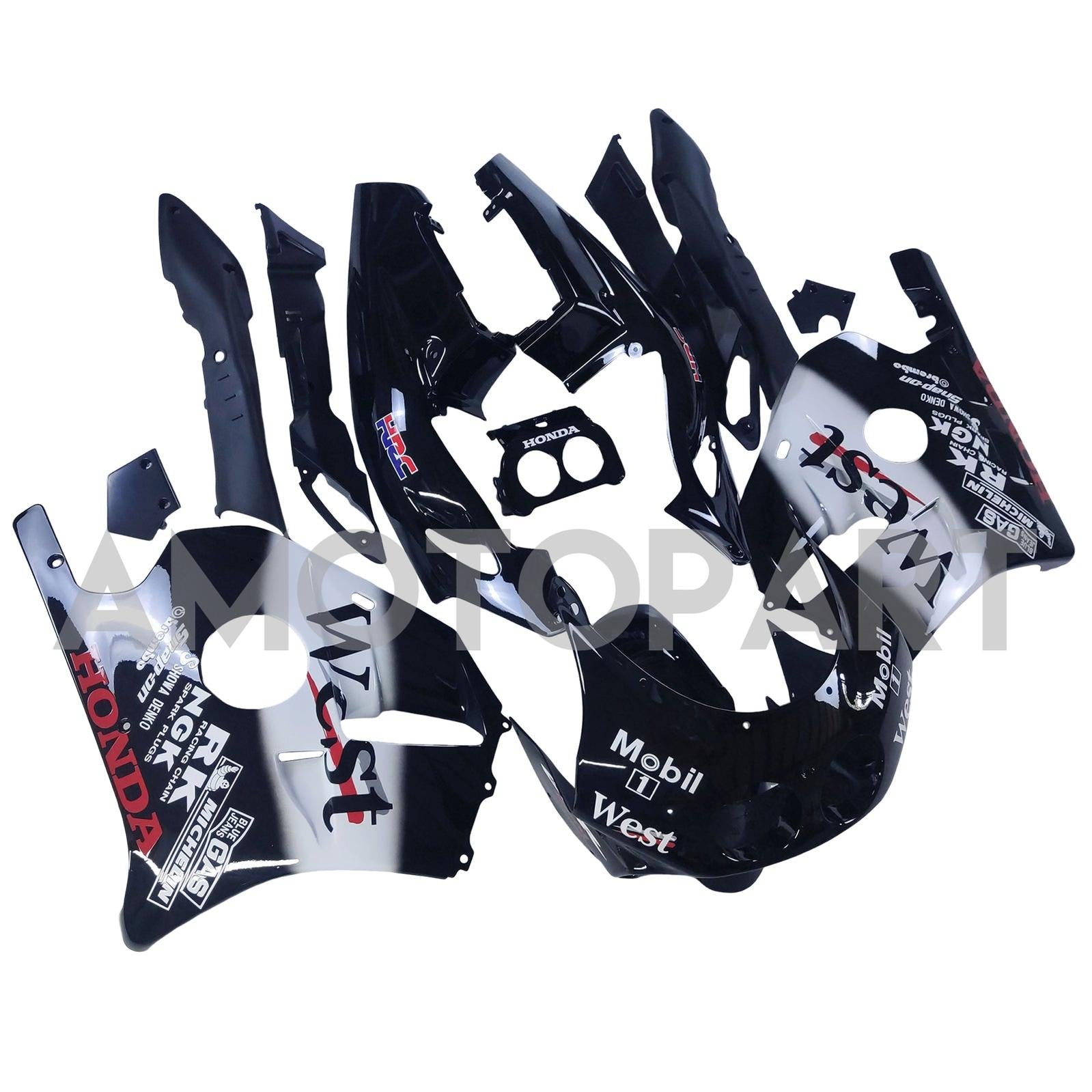 Amotopart 1990-1998 Honda CBR250RR MC22 Black White Fairing Kit