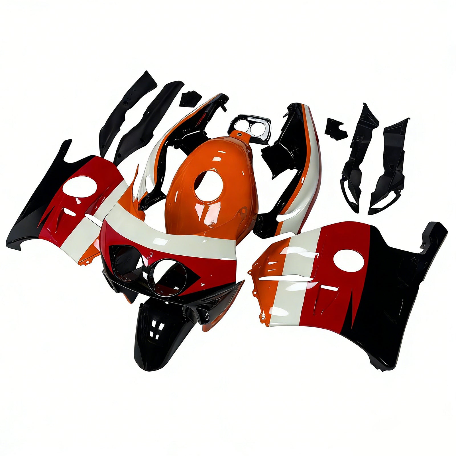 Amotopart 1990-1998 Honda CBR250RR MC22 Black Orange Red Fairing Kit
