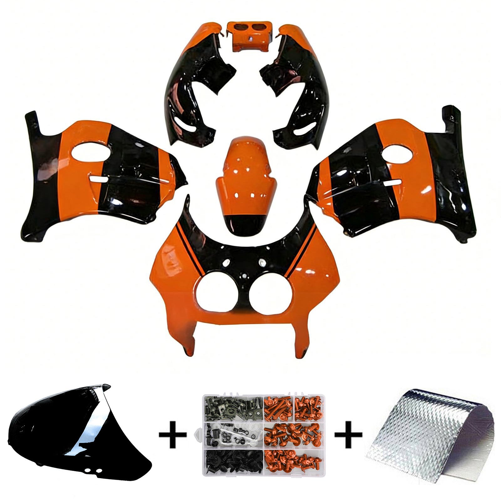 Amotopart 1990-1998 Honda CBR250RR MC22 Orange Black Fairing Kit